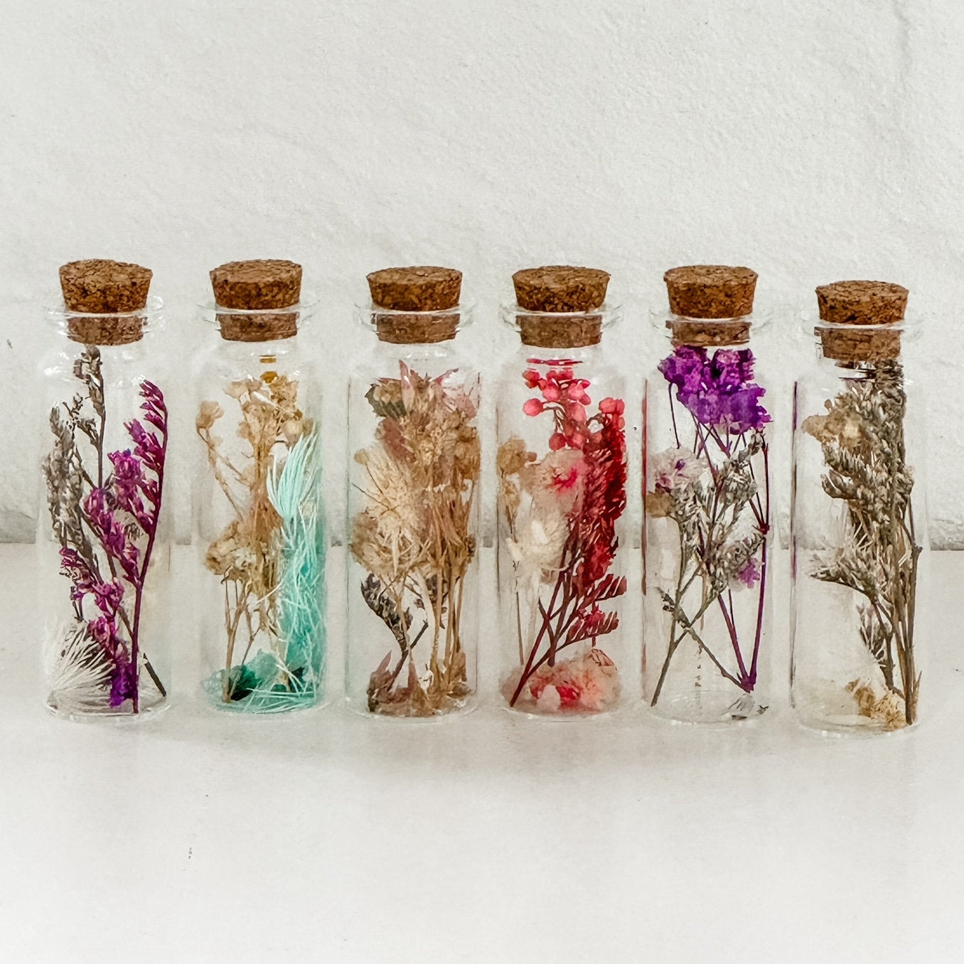 Decorative Glass Bottle of Dried Flowers - 3" or 6"