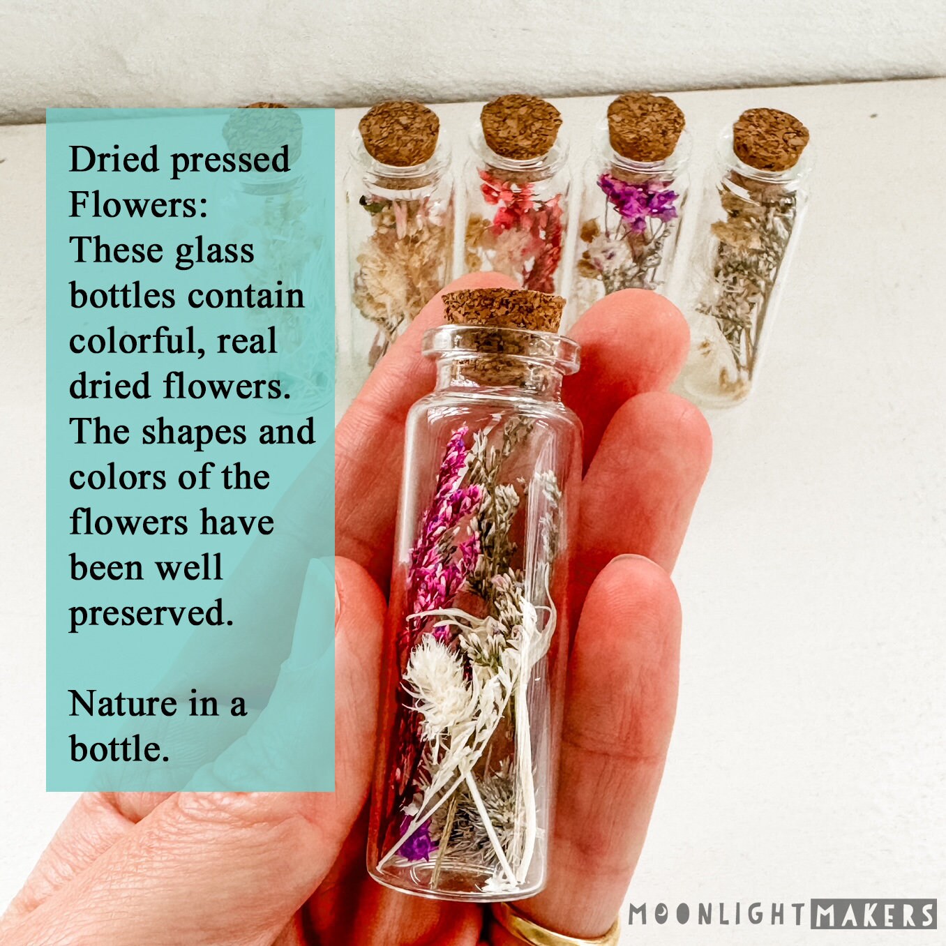 Decorative Glass Bottle of Dried Flowers - 3" or 6"