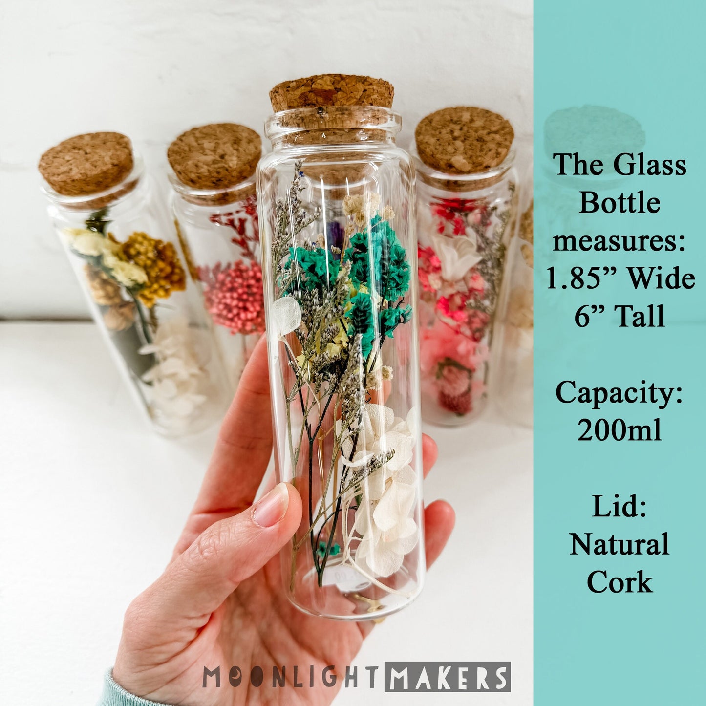 Decorative Glass Bottle of Dried Flowers - 3" or 6"