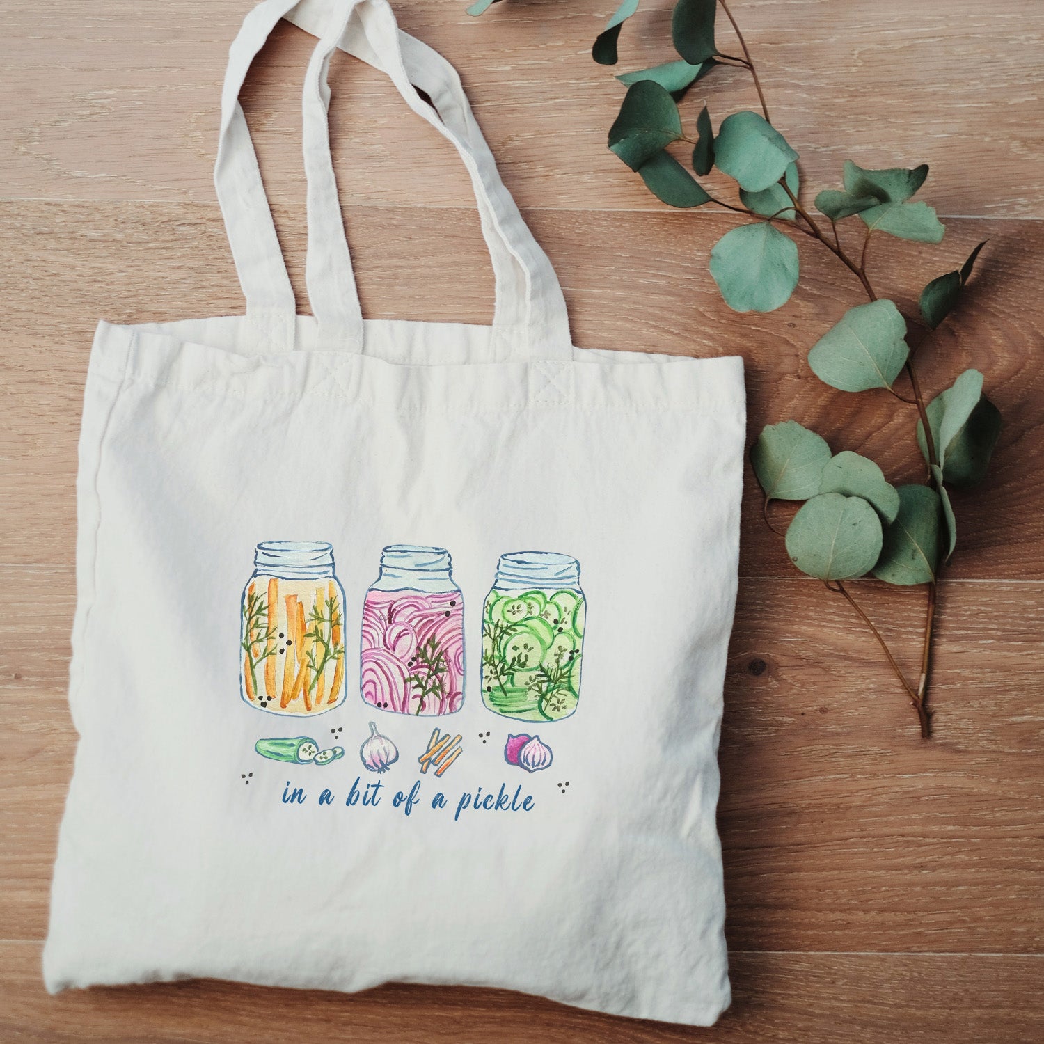 In A Bit Of A Pickle Watercolor Tote Bag
