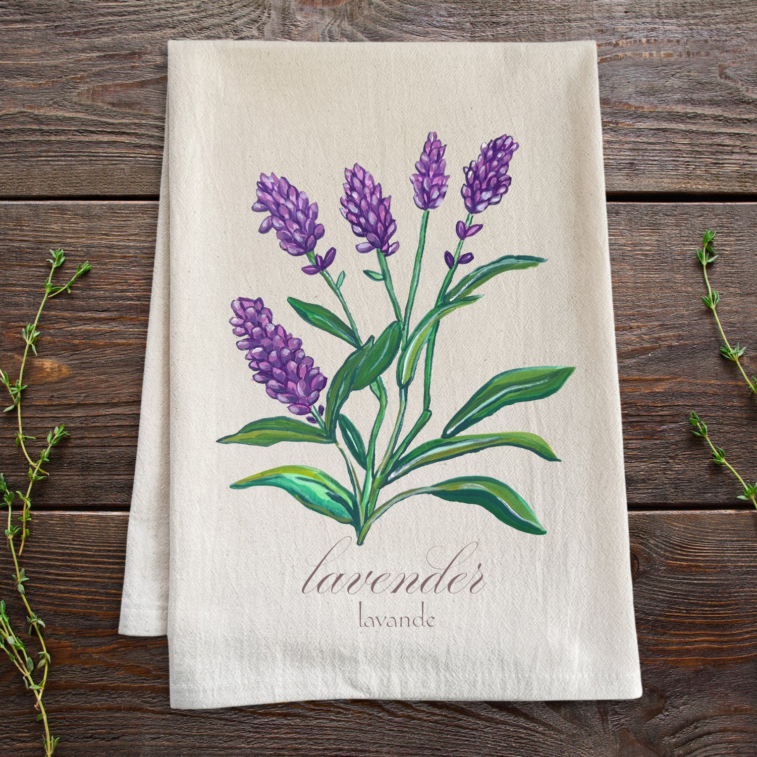 Lavender - Watercolor Floral Kitchen Towel