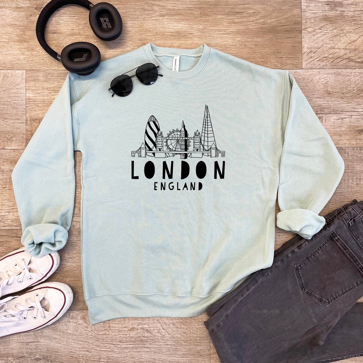 London Skyline - Unisex Sweatshirt - Heather Gray, Dusty Blue, Mauve, or Gold