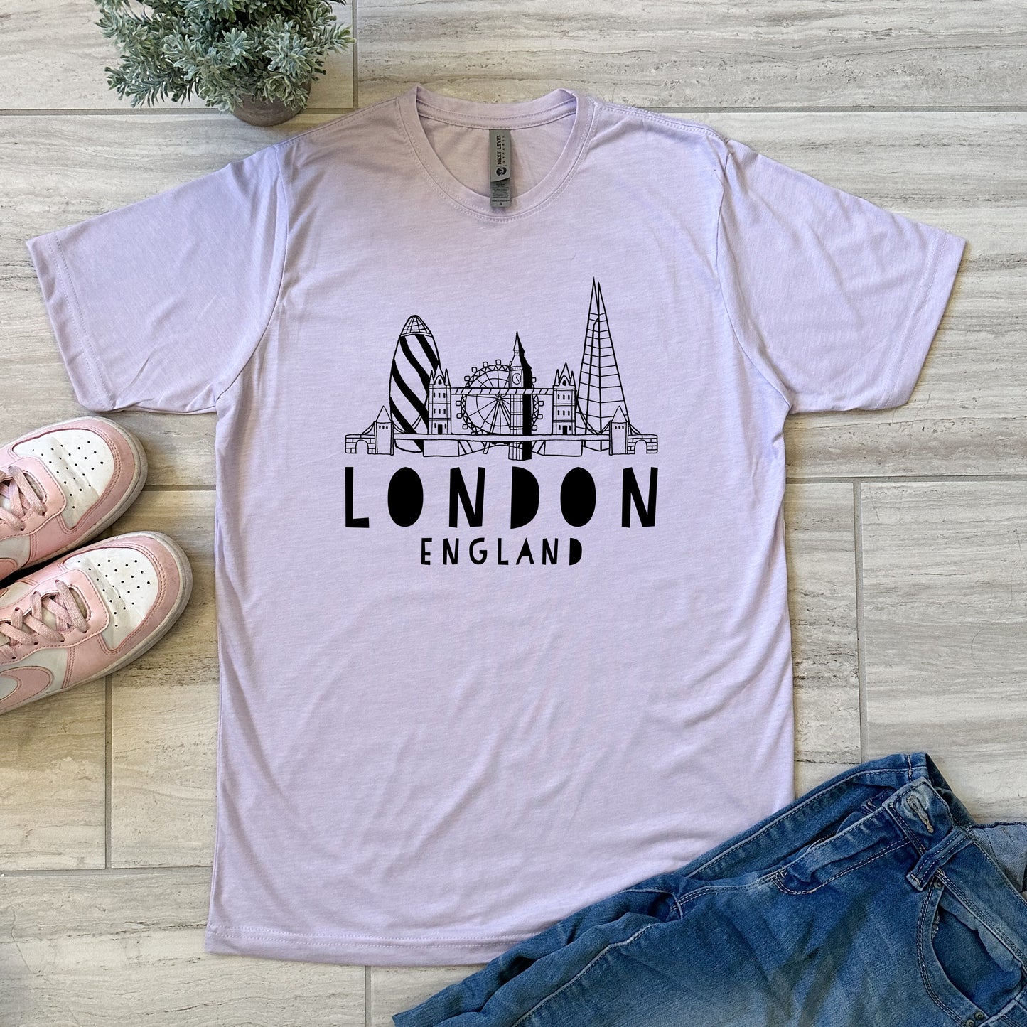 London Skyline - Men's / Unisex Tee - Stonewash Blue, Sage, Lavender, or Heather Gray