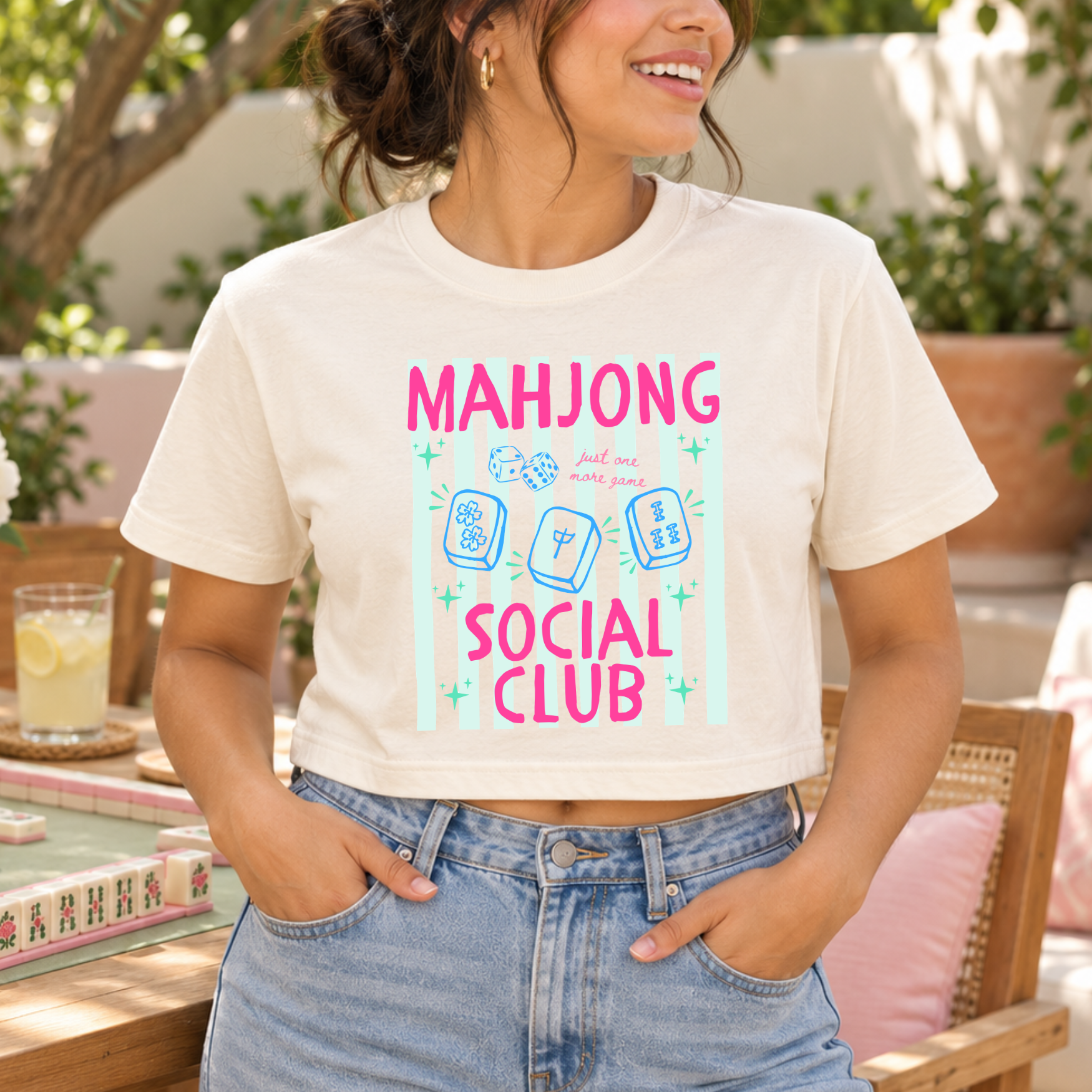 Mahjong Social Club - Women's Crop Tee