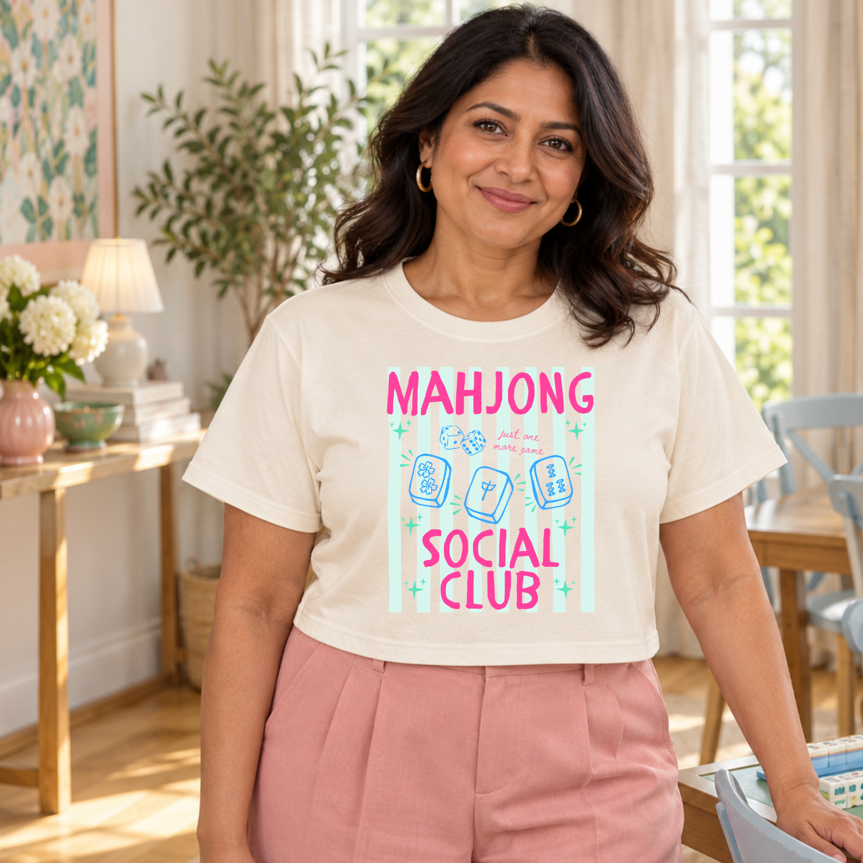 Mahjong Social Club - Women's Crop Tee
