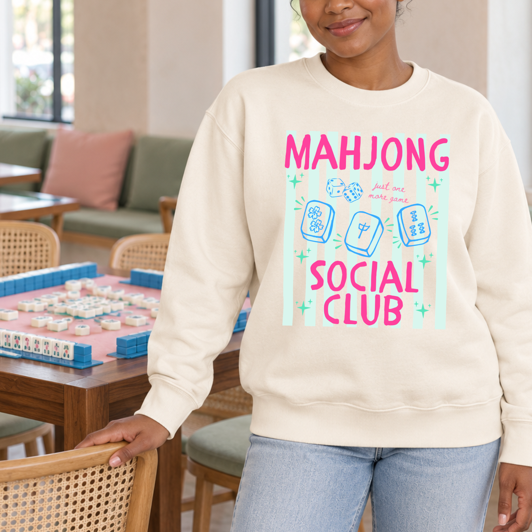 Mahjong Sweatshirt | Mahjong Social Club Crewneck