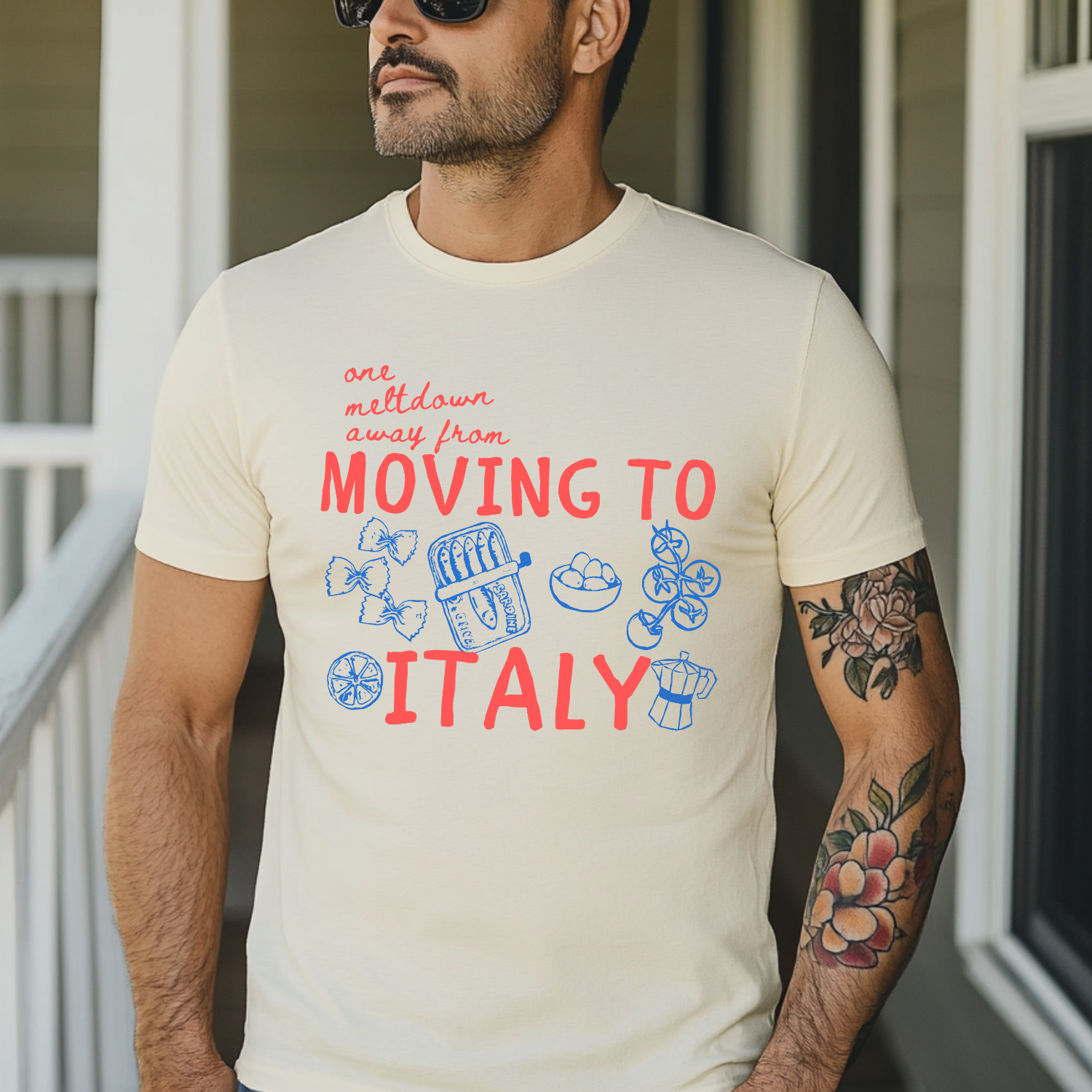 One Meltdown Away From Moving To Italy - Men's / Unisex Tee - Oatmeal