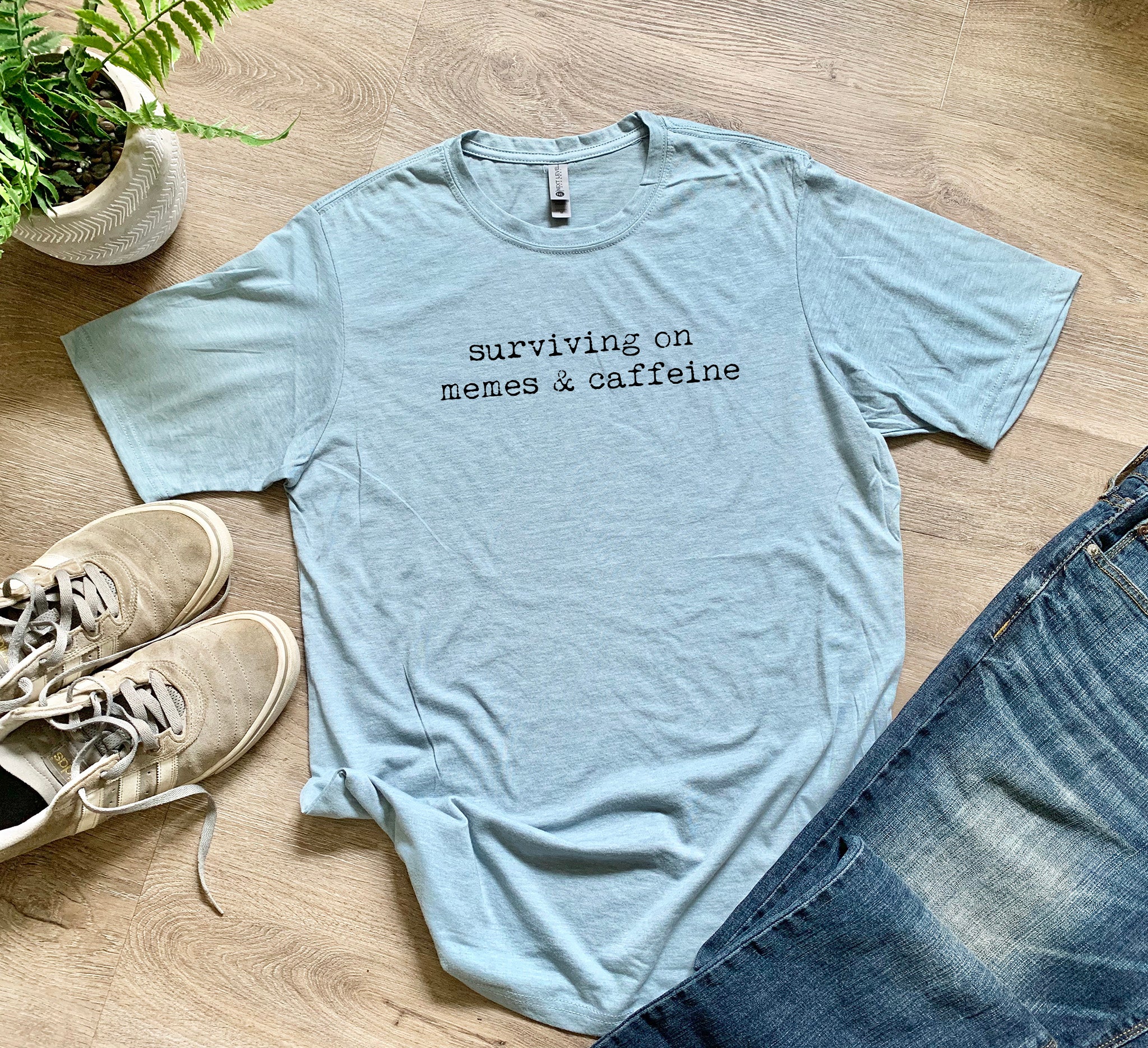 Surviving on Memes + Caffeine - Men's / Unisex Tee