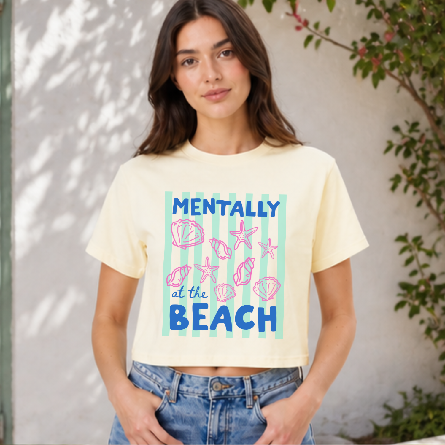Mentally At The Beach - Women's Crop Tee
