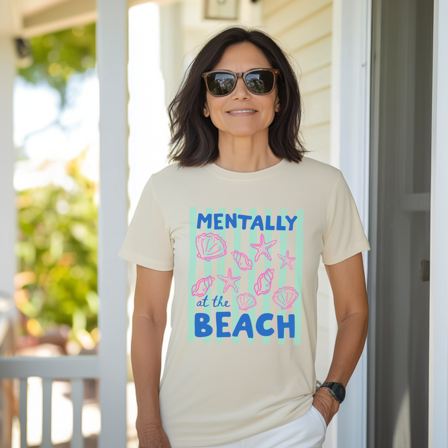 Mentally At The Beach - Men's / Unisex Tee - Natural