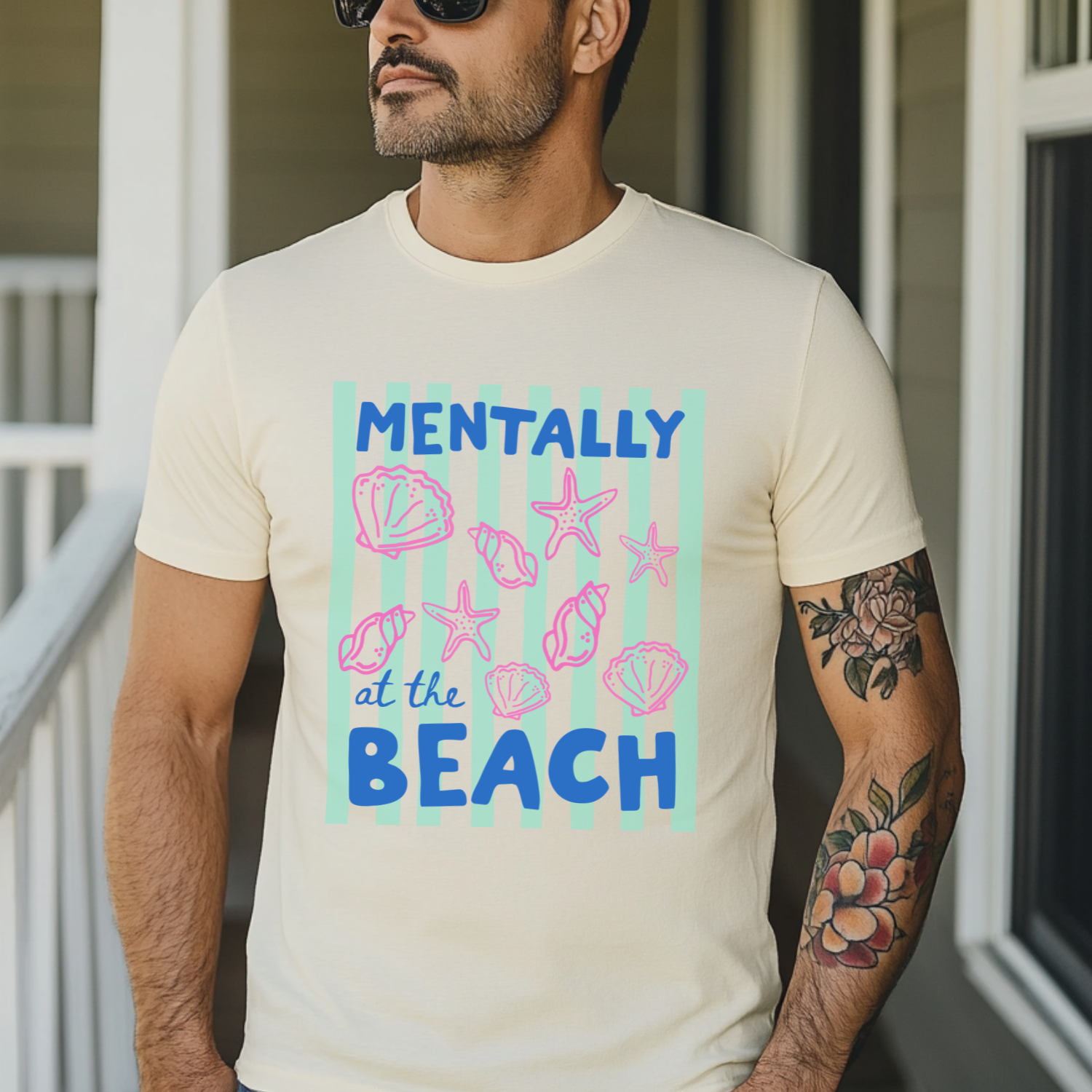 Mentally At The Beach - Men's / Unisex Tee - Natural