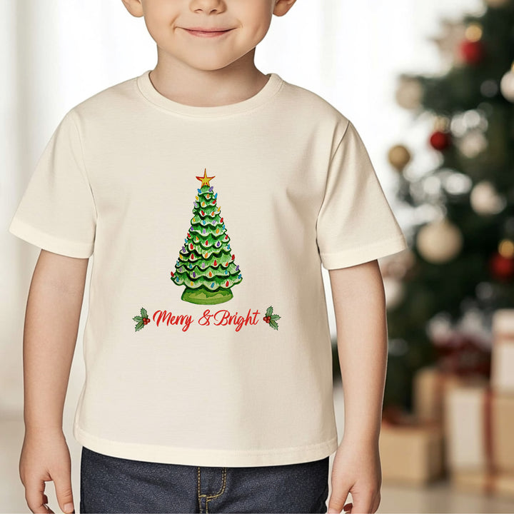 Merry & Bright - Christmas Toddler Tee - Oatmeal