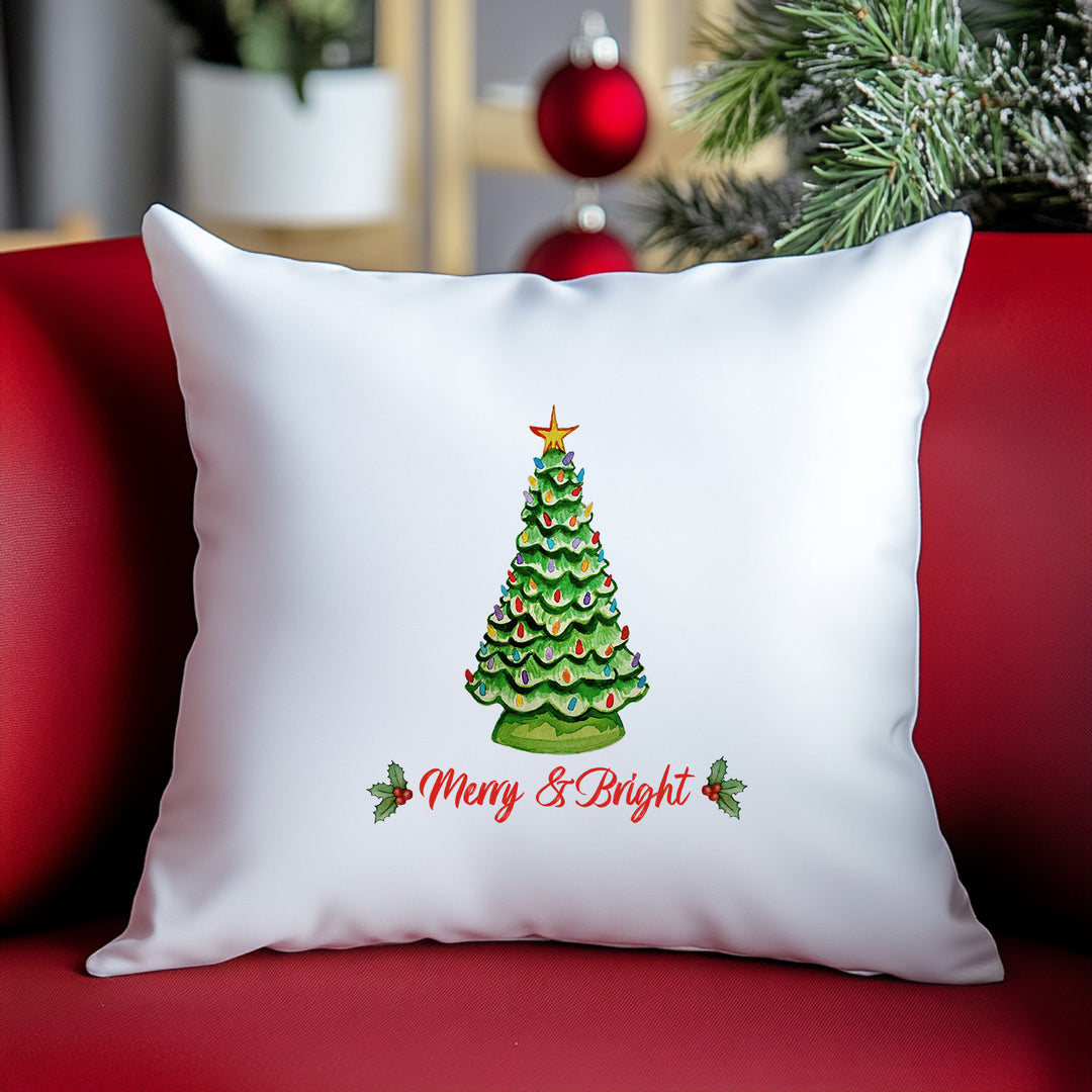 Merry & Bright Christmas Throw Pillow