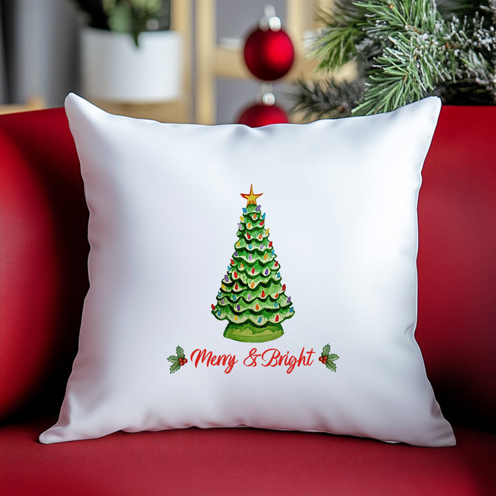 Merry & Bright Christmas Throw Pillow