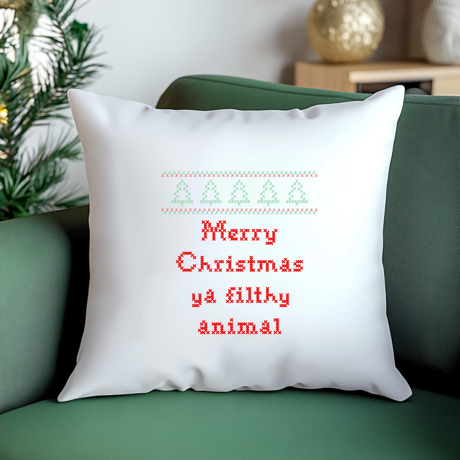 Merry Christmas Ya Filthy Animal Throw Pillow