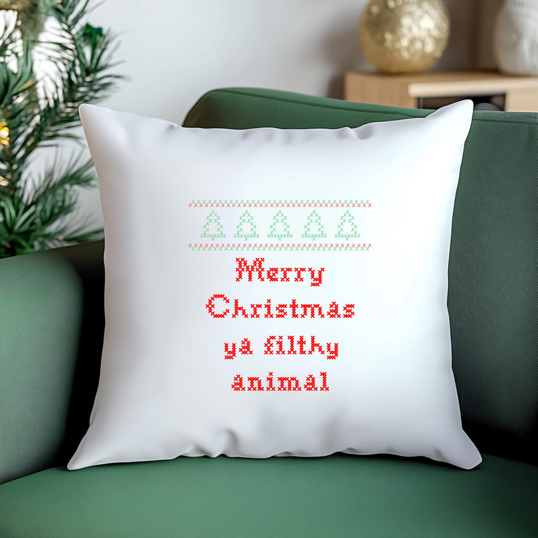 Merry Christmas Ya Filthy Animal Throw Pillow