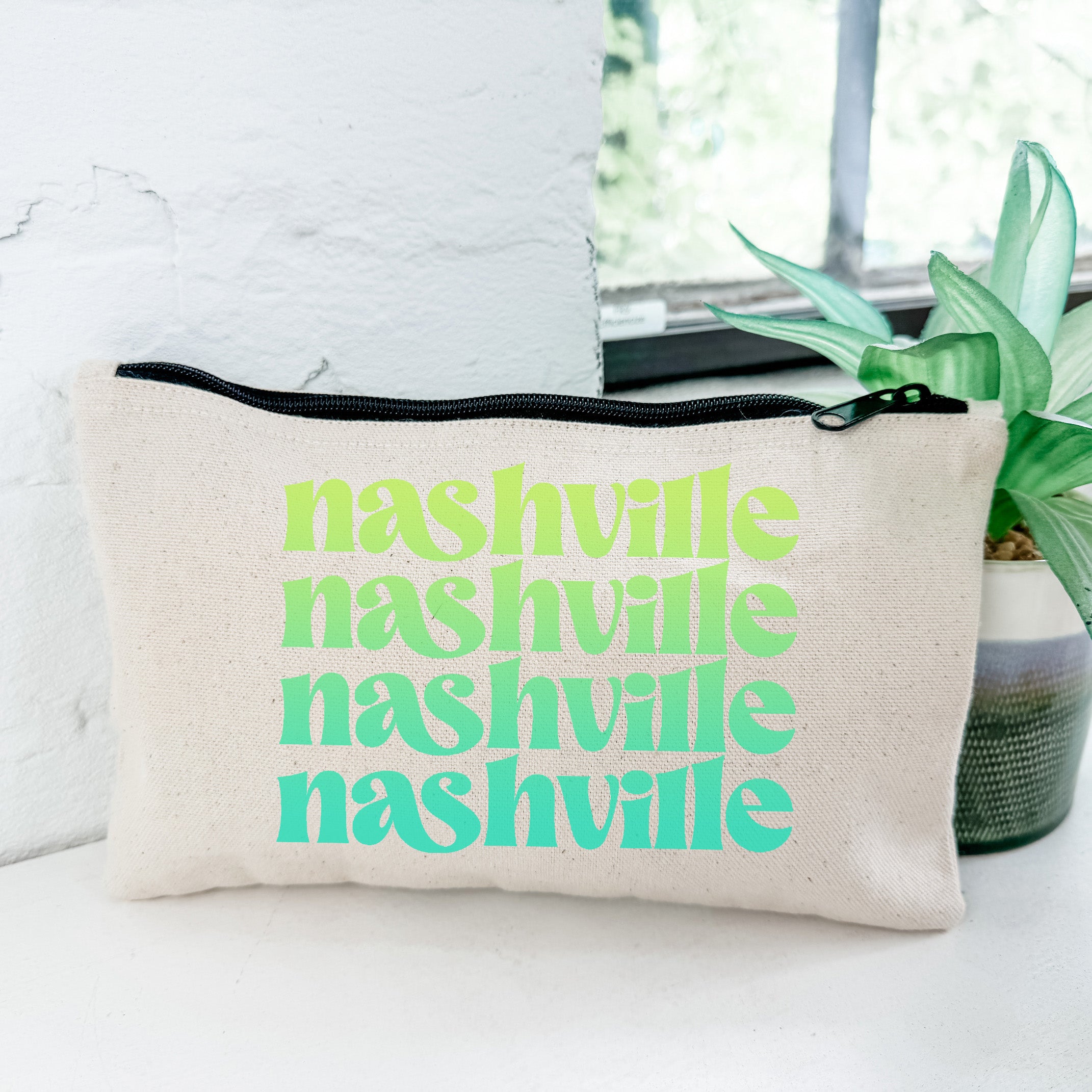 Nashville - Zipper Pouch - Ombre Cities Collection - Blue, Green, or Orange