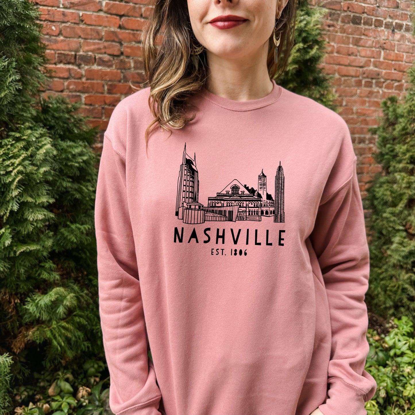 Nashville Skyline - Unisex Sweatshirt - Heather Gray, Dusty Blue, Mauve, or Gold