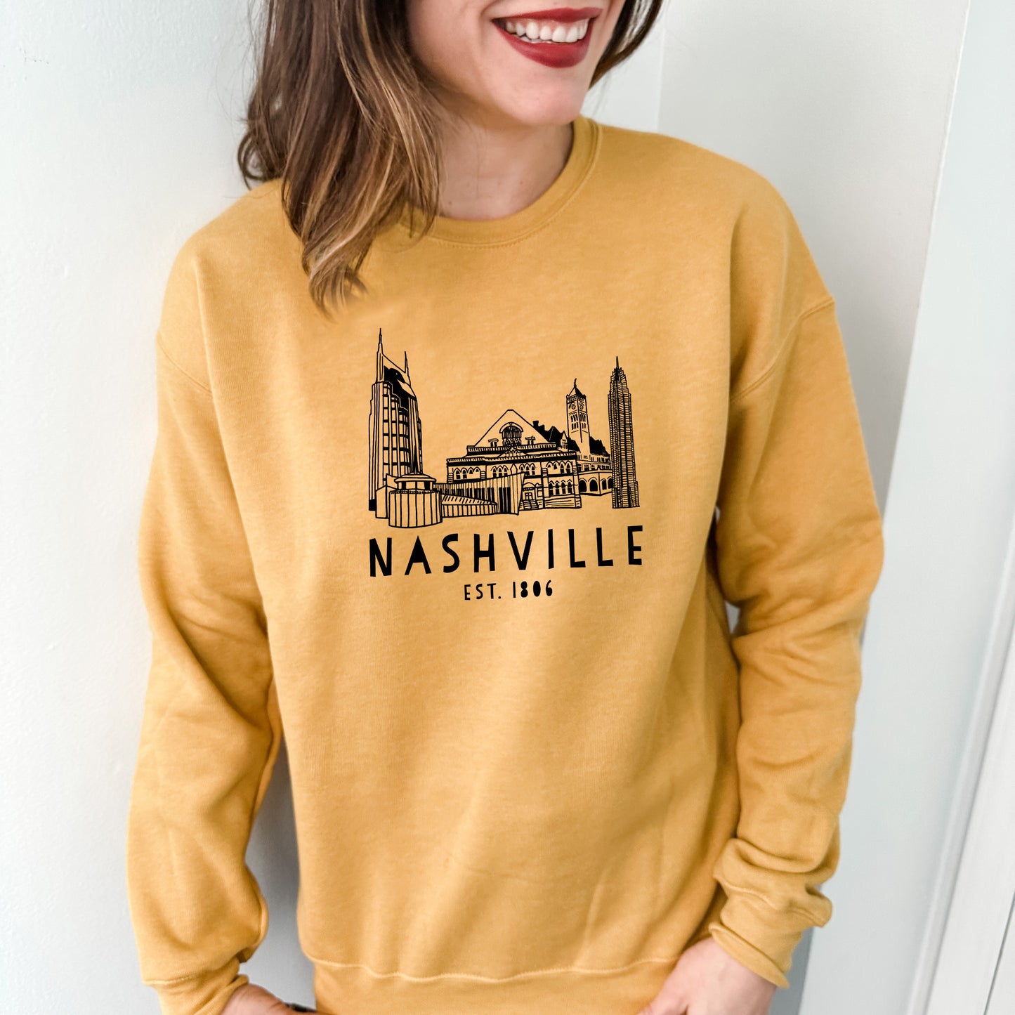 Nashville Skyline - Unisex Sweatshirt - Heather Gray, Dusty Blue, Mauve, or Gold