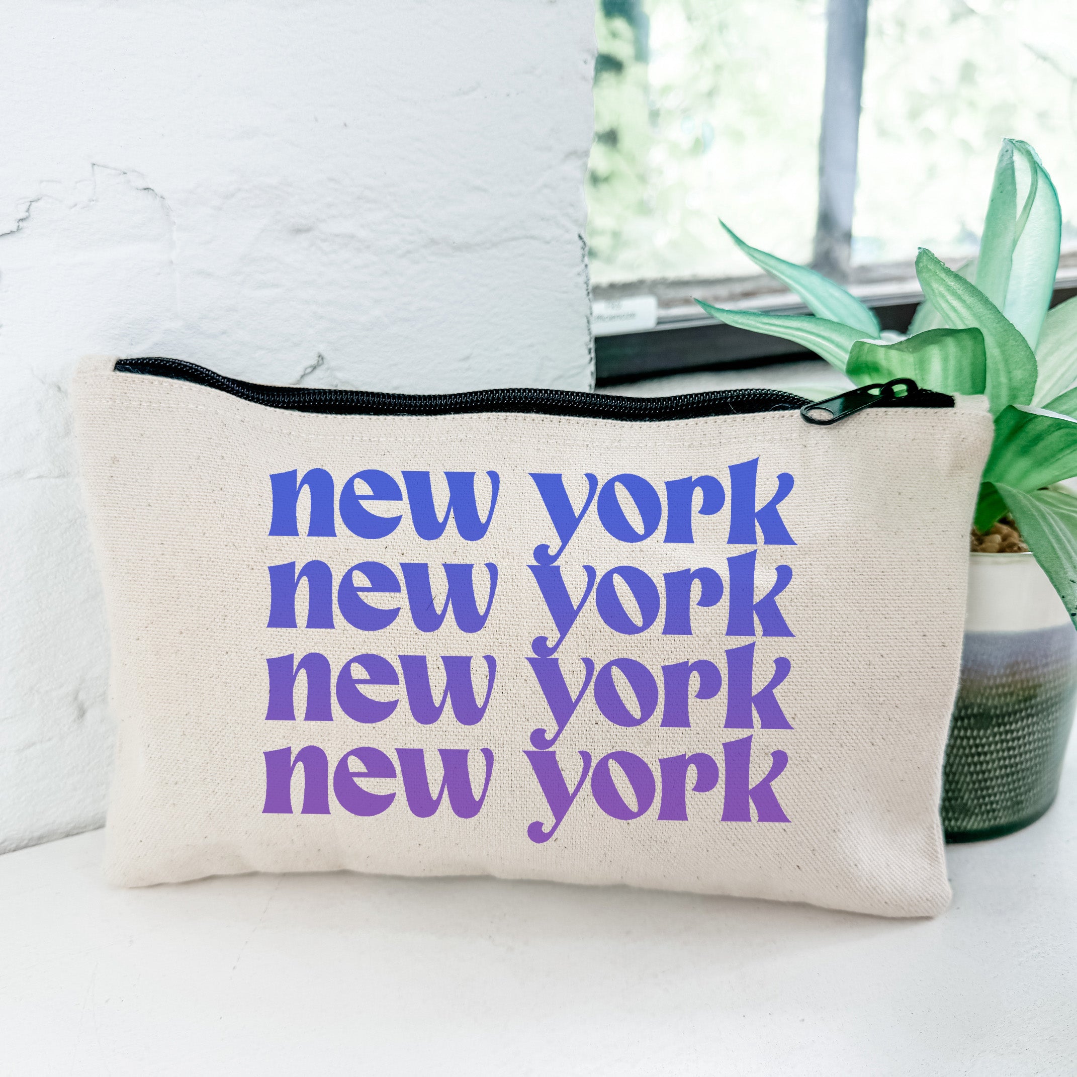 New York - Zipper Pouch - Ombre Cities Collection - Blue, Green, or Orange