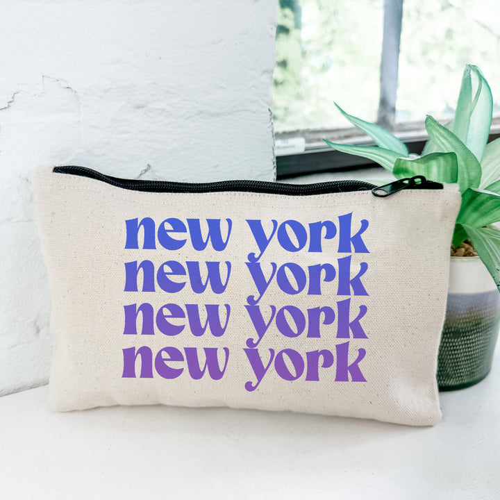New York - Zipper Pouch - Ombre Cities Collection - Blue, Green, or Orange