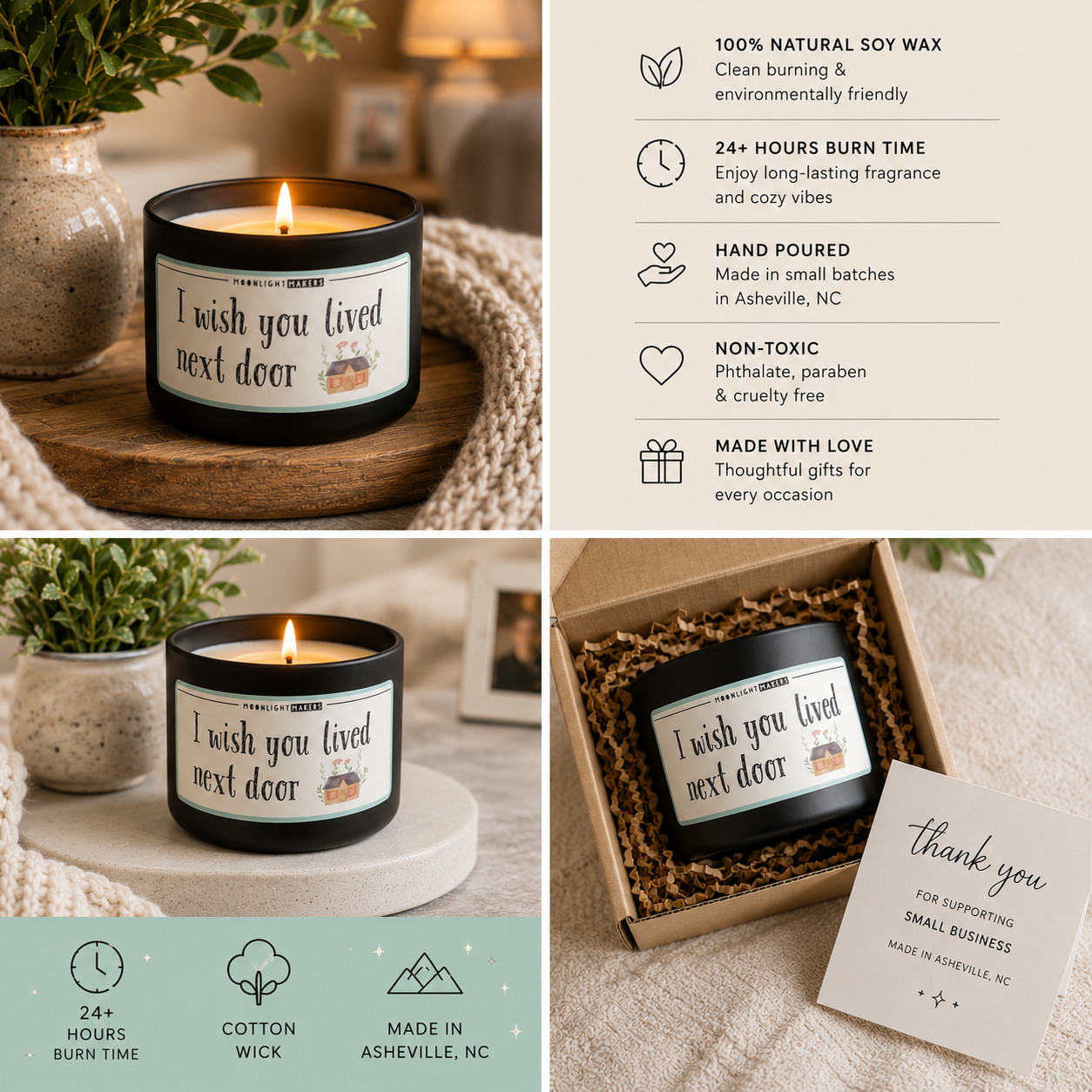 I Wish You Lived Next Door - 8oz 100% Natural Soy Wax Candle