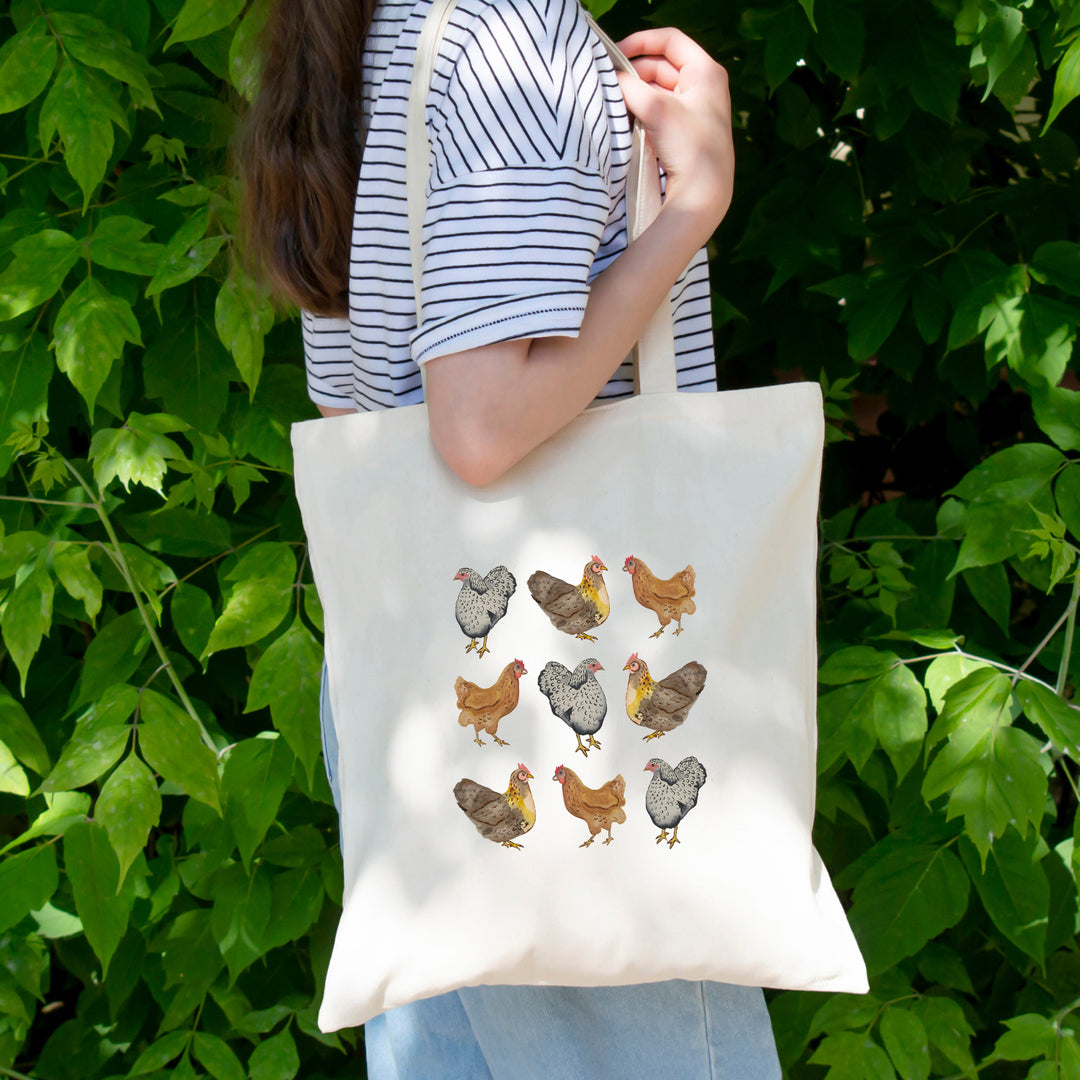 Farmhouse Chickens Watercolor Tote Bag