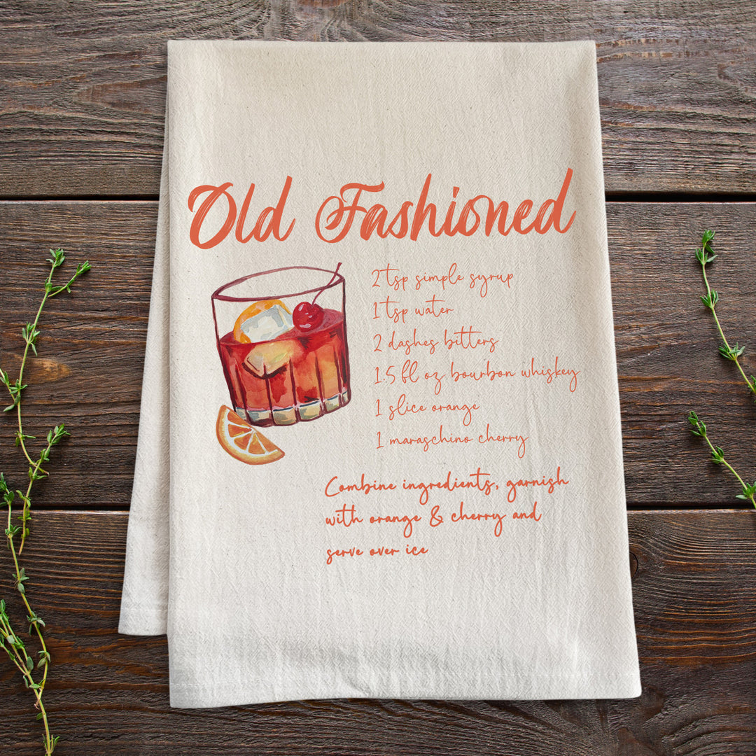 Old Fashioned - Watercolor Cocktail Kitchen Towel