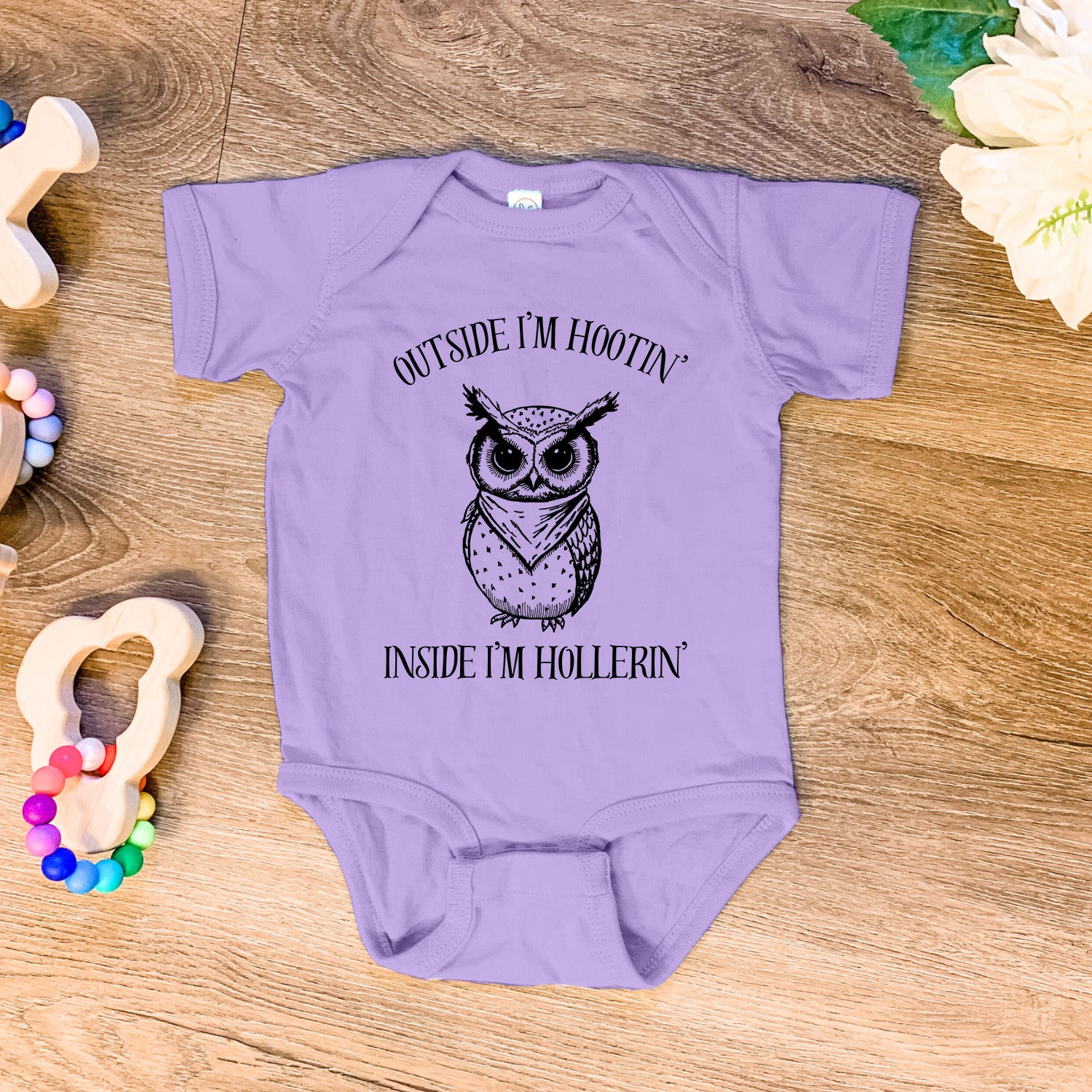 Outside I'm Hootin' Inside I'm Hollerin' - Baby Onesie