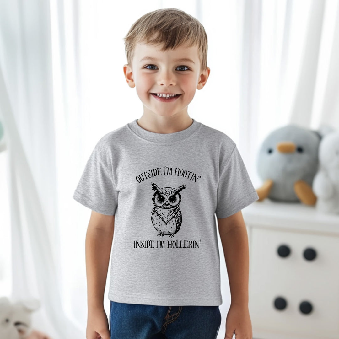 Outside I'm Hootin' Inside I'm Hollerin' - Toddler Tee