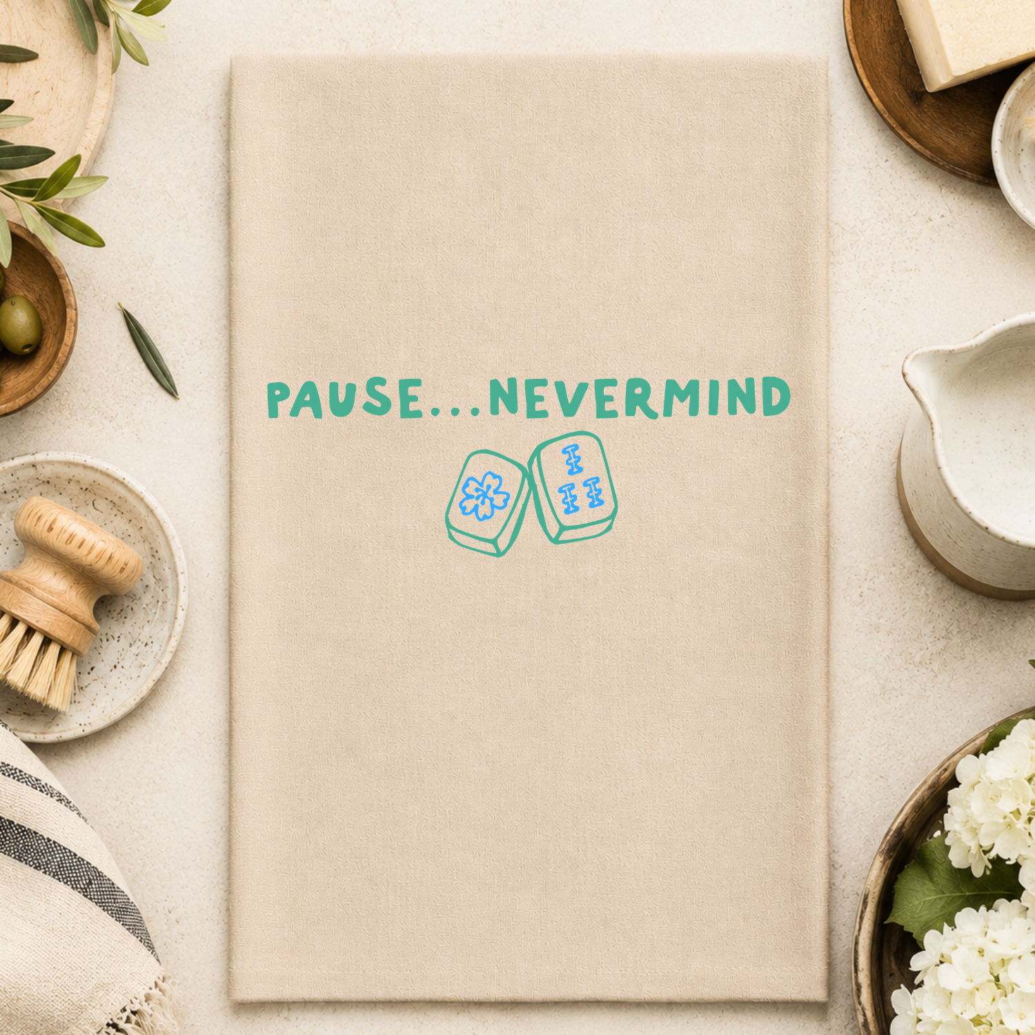 Pause... Nevermind Mahjong Kitchen Towel