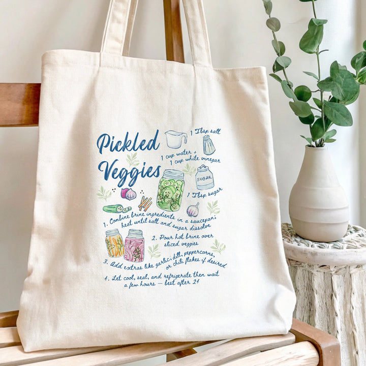 Pickled Veggies Recipe Watercolor Tote Bag