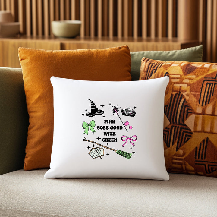 Pink Goes Good With Green - Wicked Inspired Throw Pillow