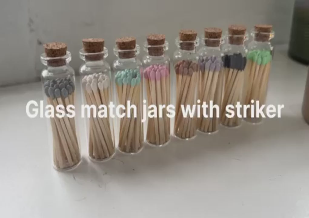 Fancy Safety Matches in Glass Vial - 8 COLORS - 20 Matches (MV20)