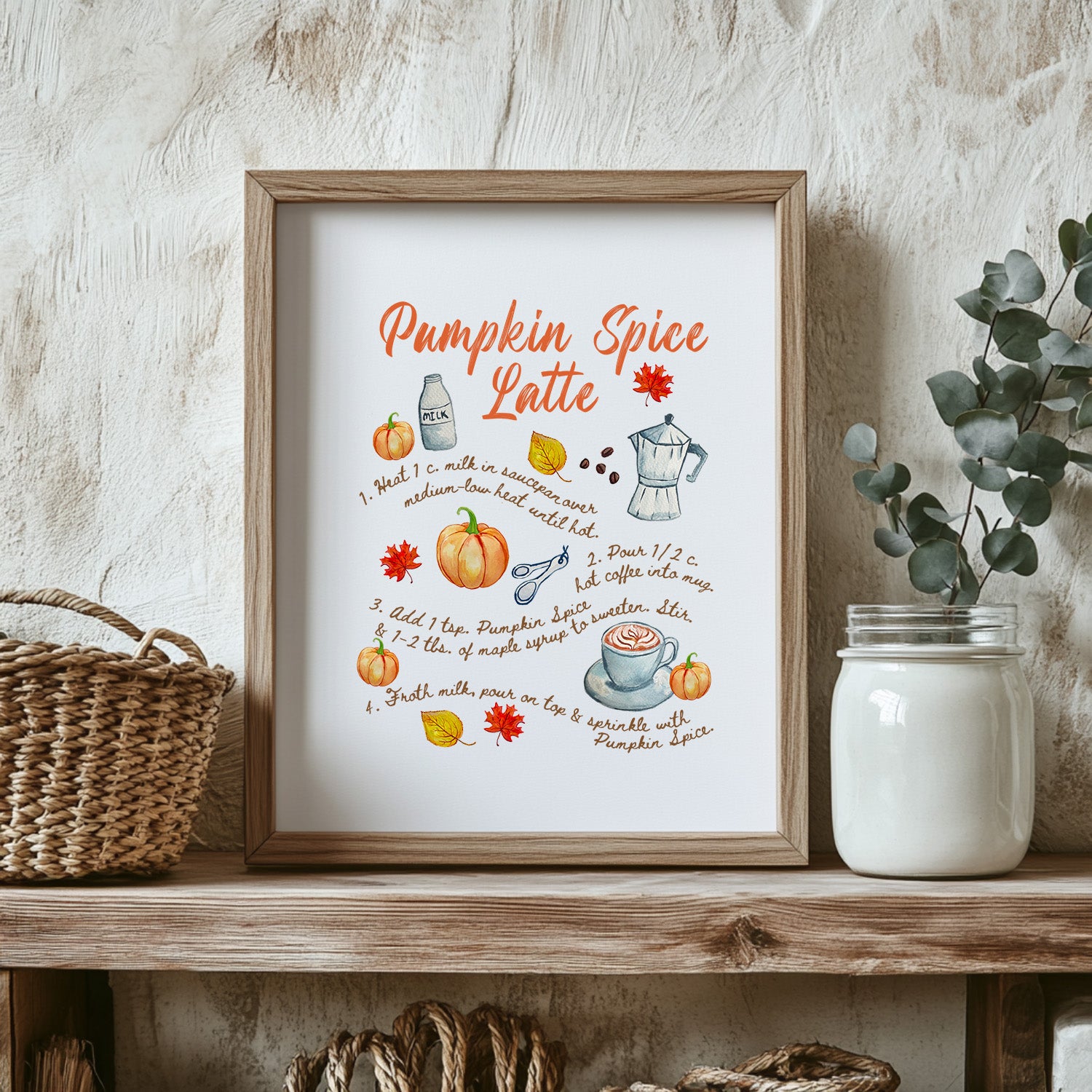 Pumpkin Spice Latte Recipe Art Print
