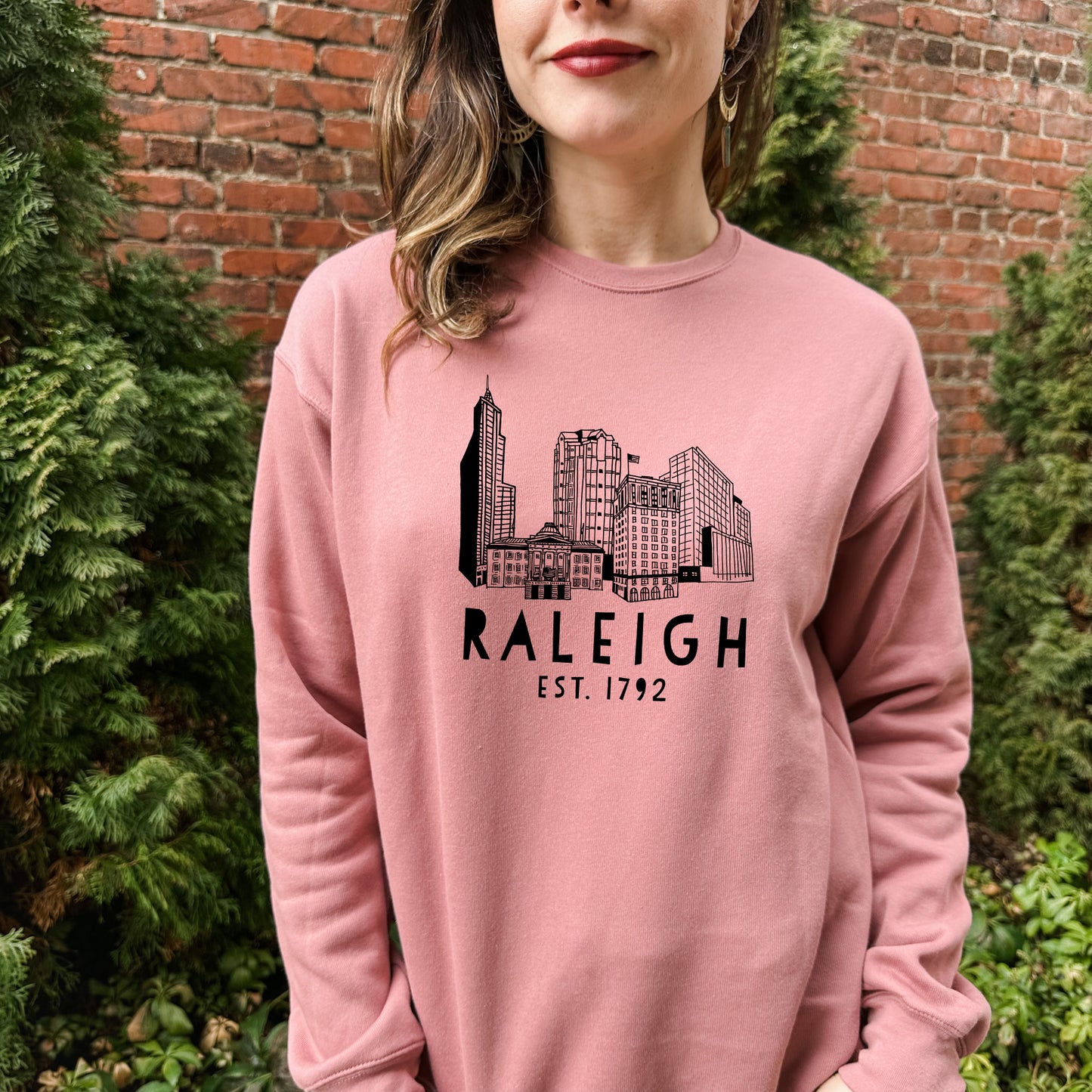 Raleigh Skyline (NC) - Unisex Sweatshirt - Heather Gray, Dusty Blue, Mauve, or Gold