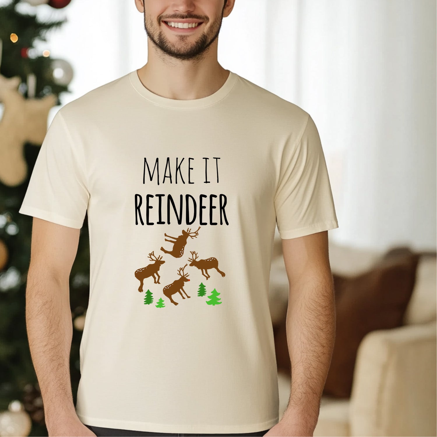 Make It Reindeer - Christmas Men's / Unisex Tee - Oatmeal