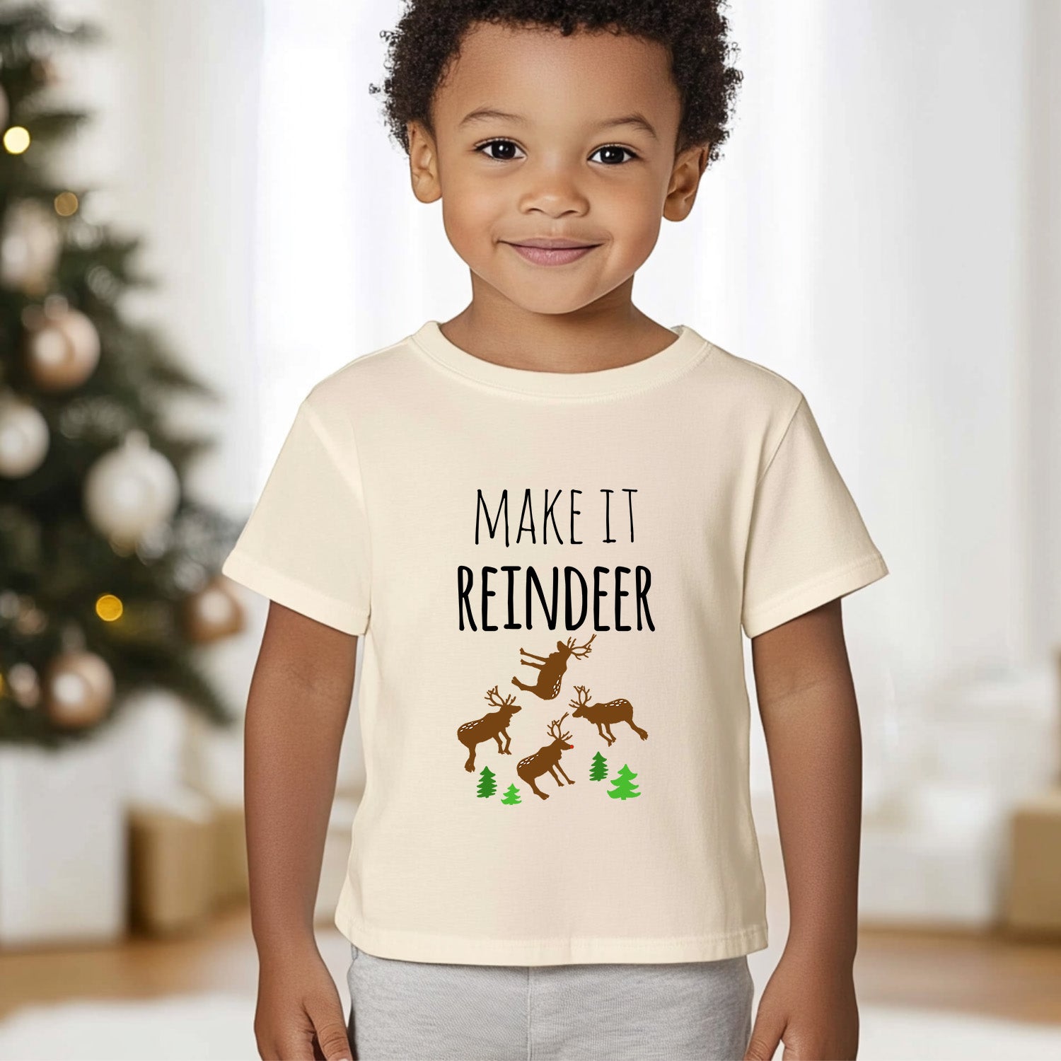 Make It Reindeer - Christmas Toddler Tee - Oatmeal