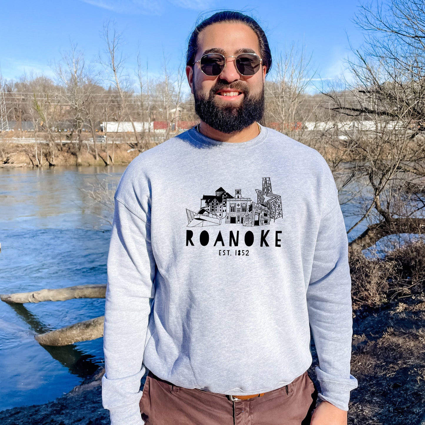 Roanoke, Virginia (VA) - Unisex Sweatshirt - Heather Gray, Dusty Blue, Mauve, or Gold