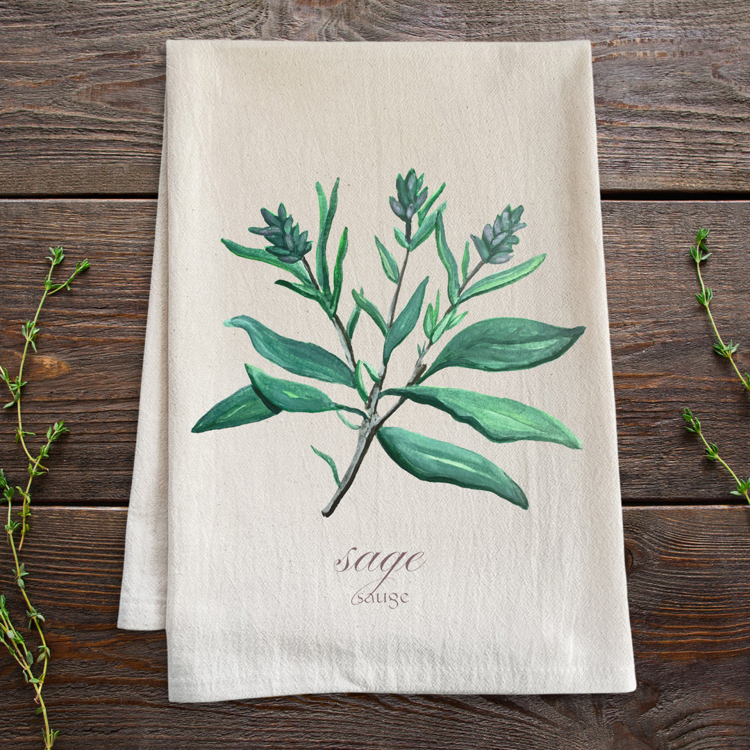 Sage - Watercolor Floral Kitchen Towel