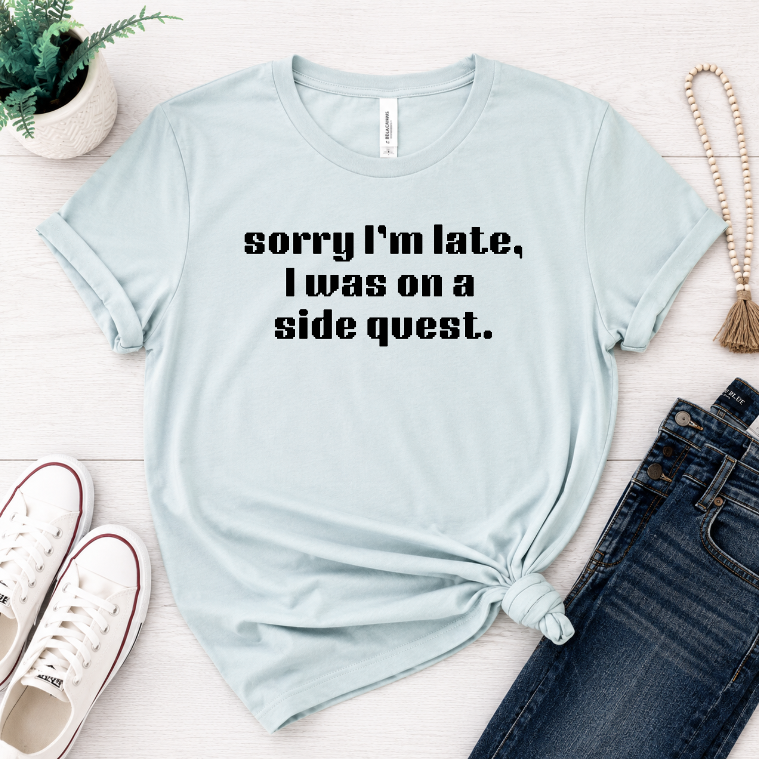 Sorry I'm Late, I Was On A Sidequest - Women's Crew Tee
