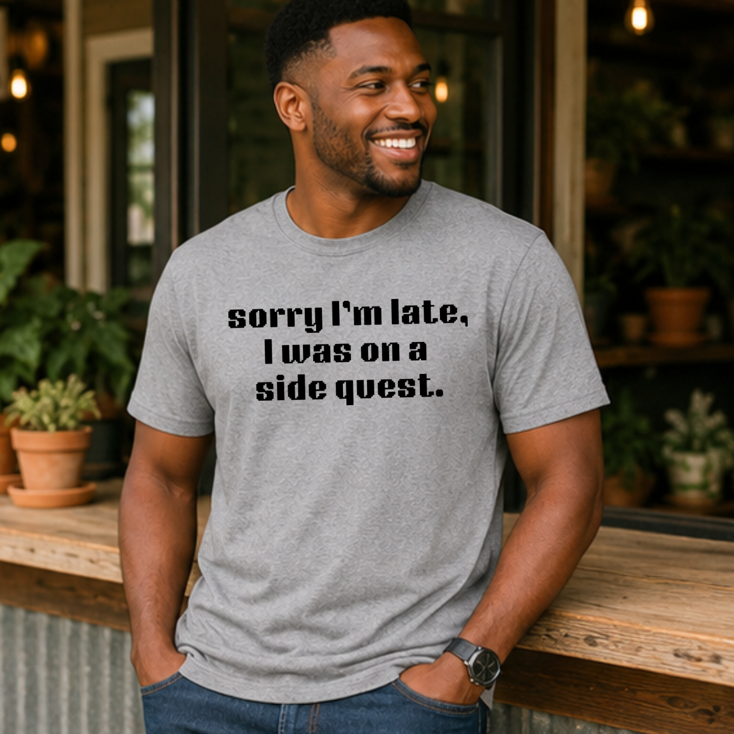 Sorry I'm Late, I Was On A Sidequest - Men's / Unisex Tee