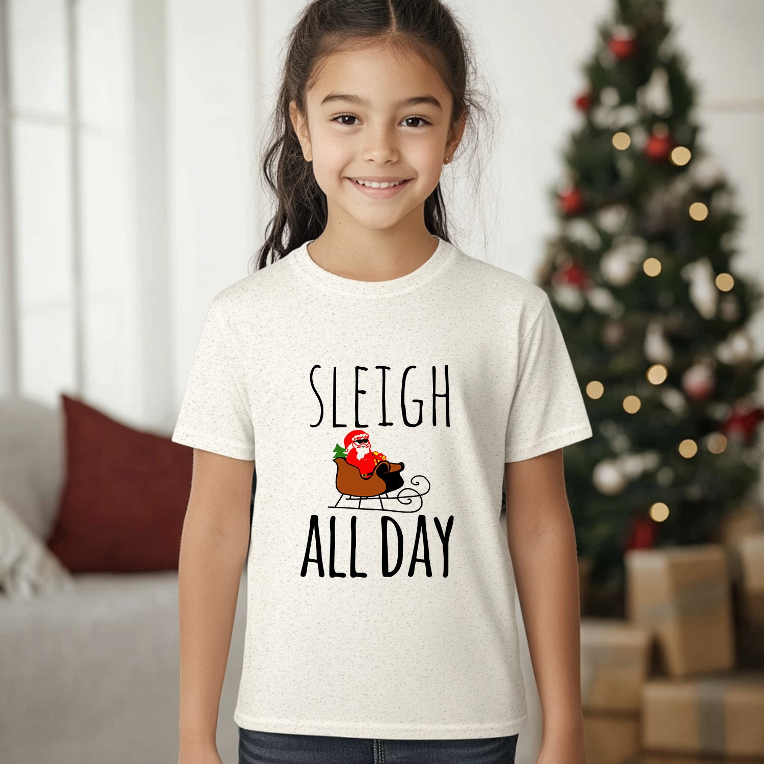 Sleigh All Day - Christmas Kid's Tee - Oatmeal