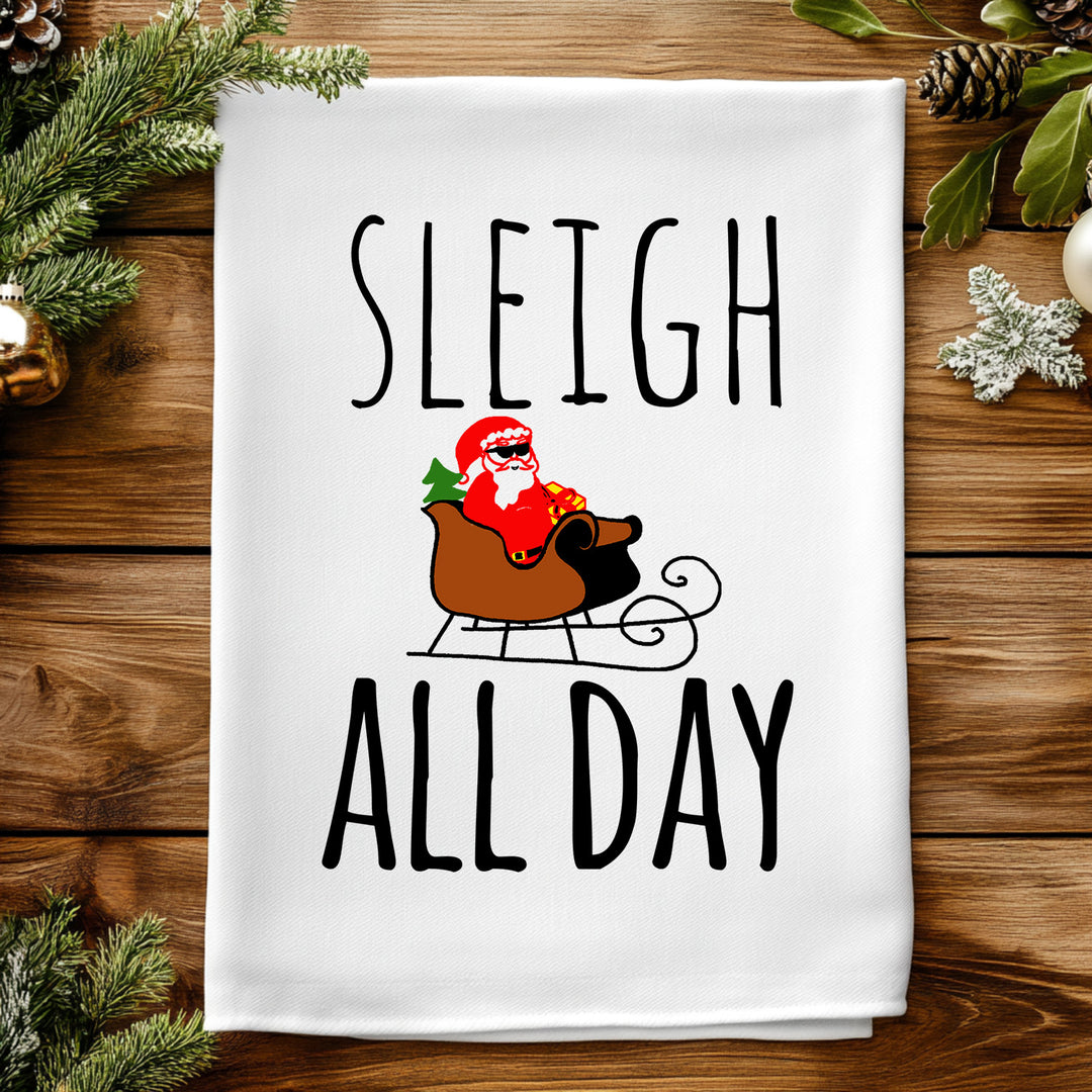 Sleigh All Day - Christmas Kitchen Towel - MoonlightMakers