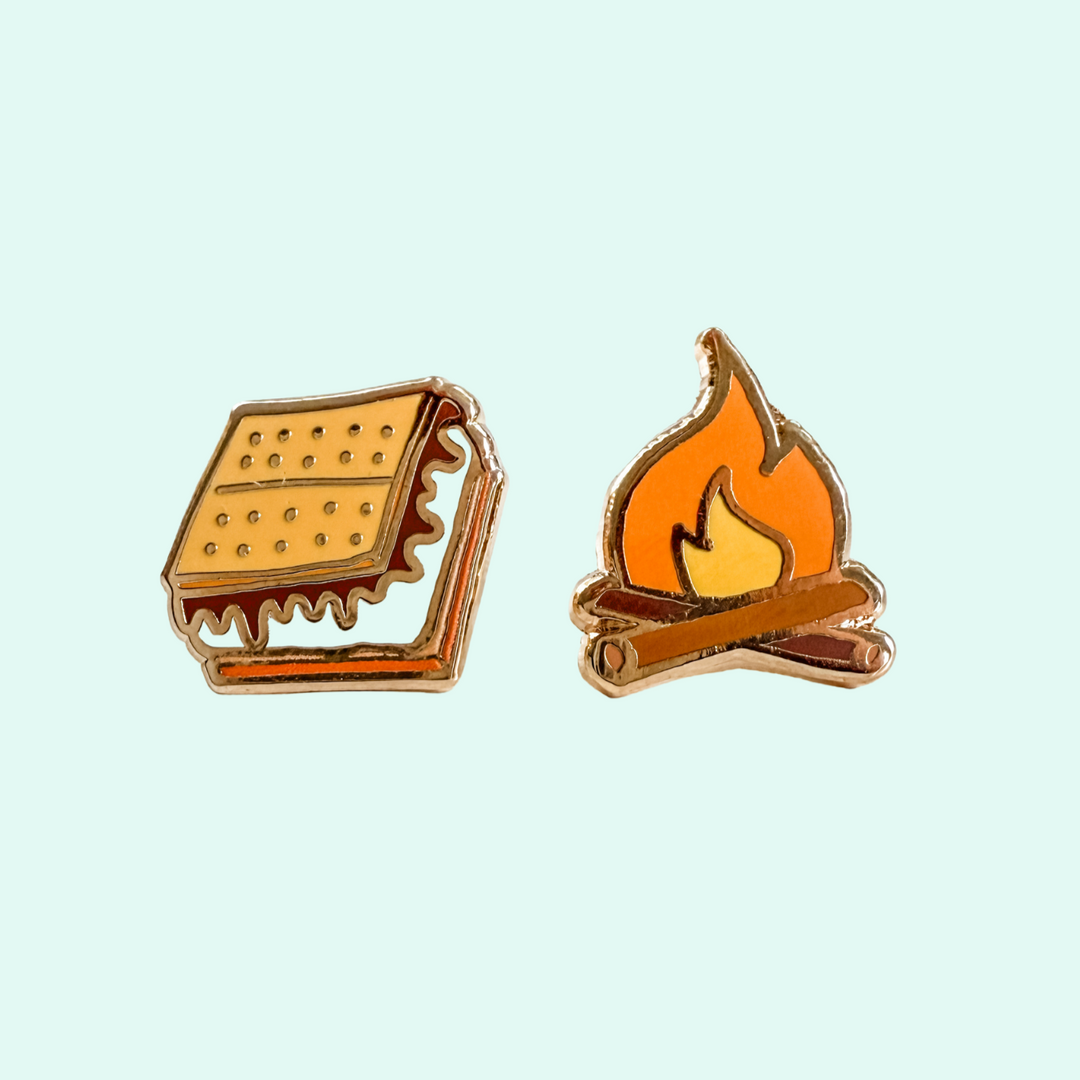 SALE Campfire + S'more Earrings - 22k Gold Plated Studs