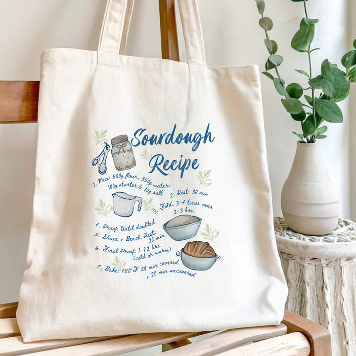 Sourdough Recipe Watercolor Tote Bag