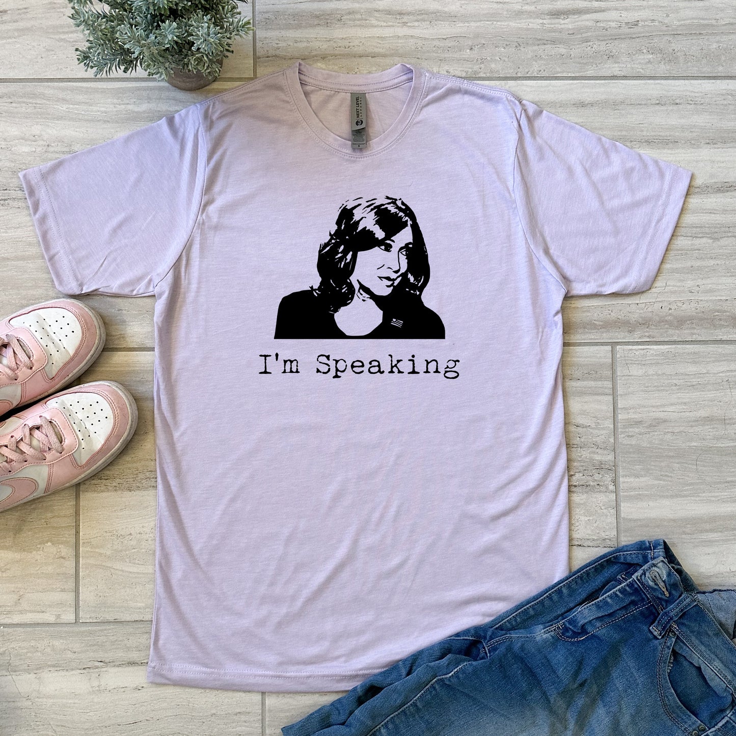 I'm Speaking (Kamala Harris) - Men's / Unisex Tee - Stonewash Blue, Sage, Lavender, or Heather Gray