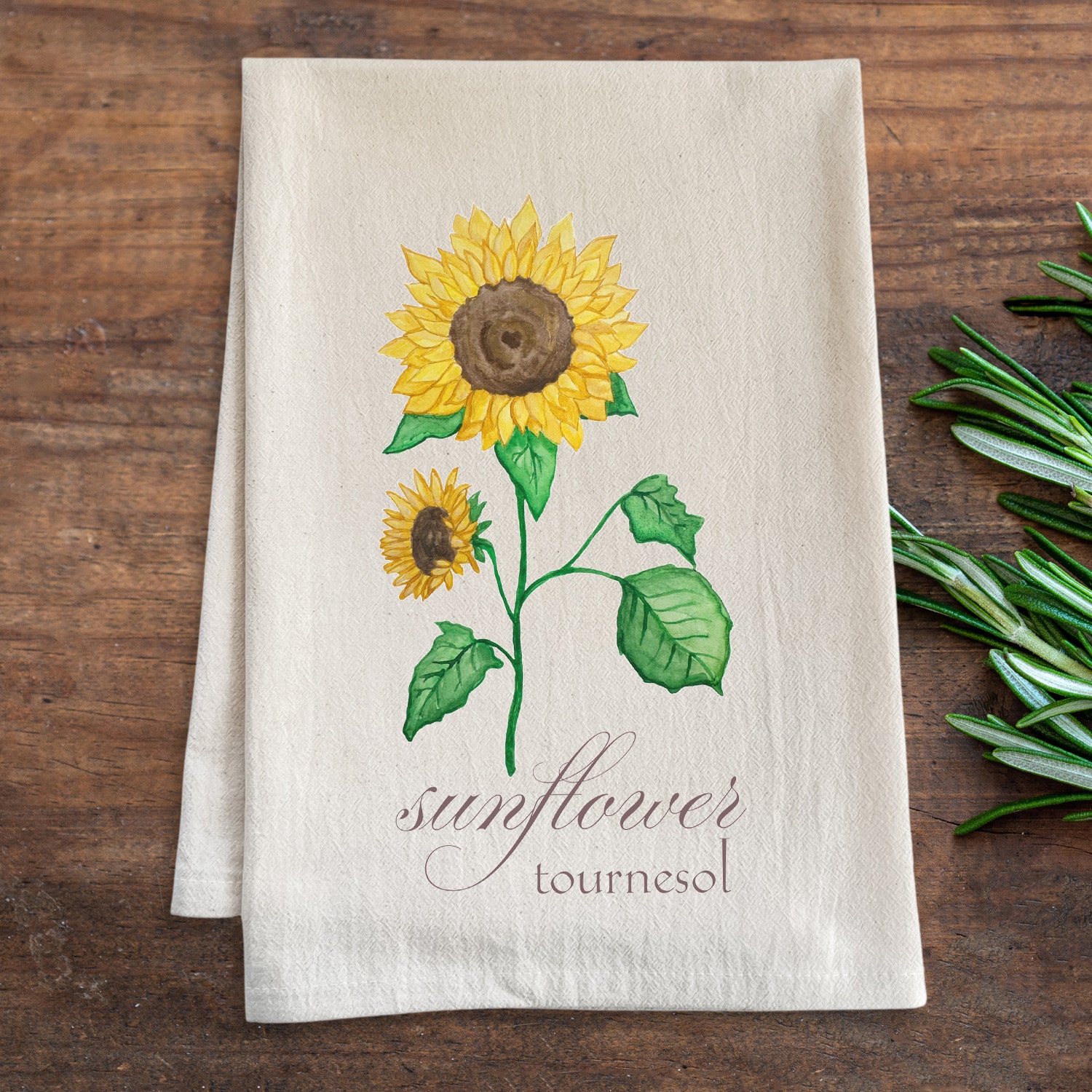 Sunflower - Watercolor Kitchen Towel