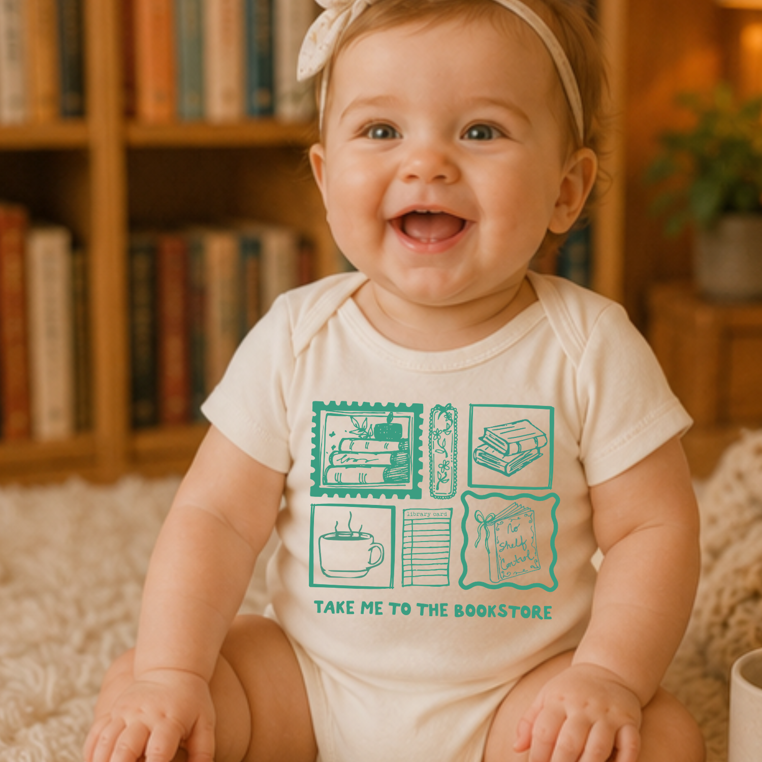 Take Me To The Bookstore Baby Onesie