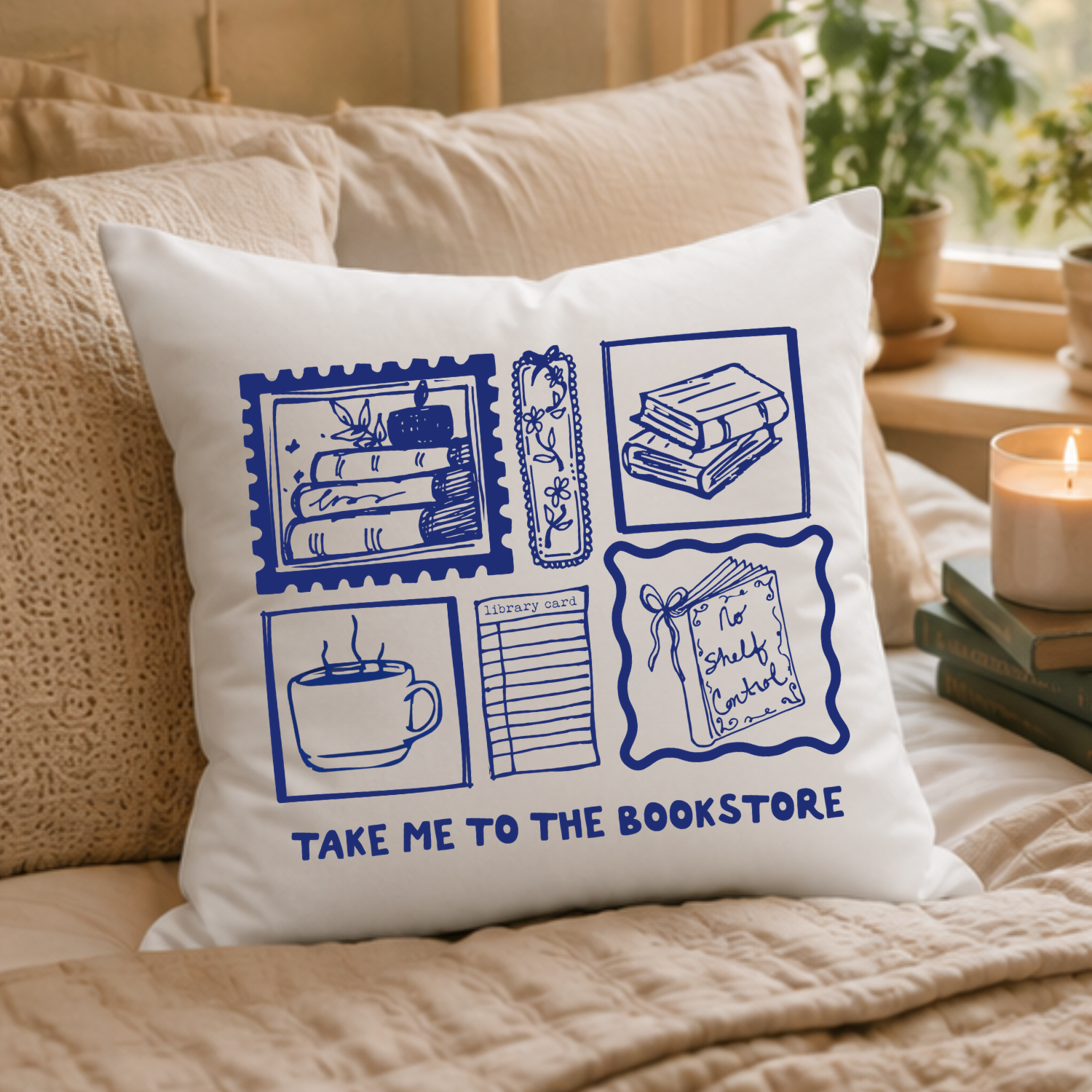 Take Me To The Bookstore Throw Pillow